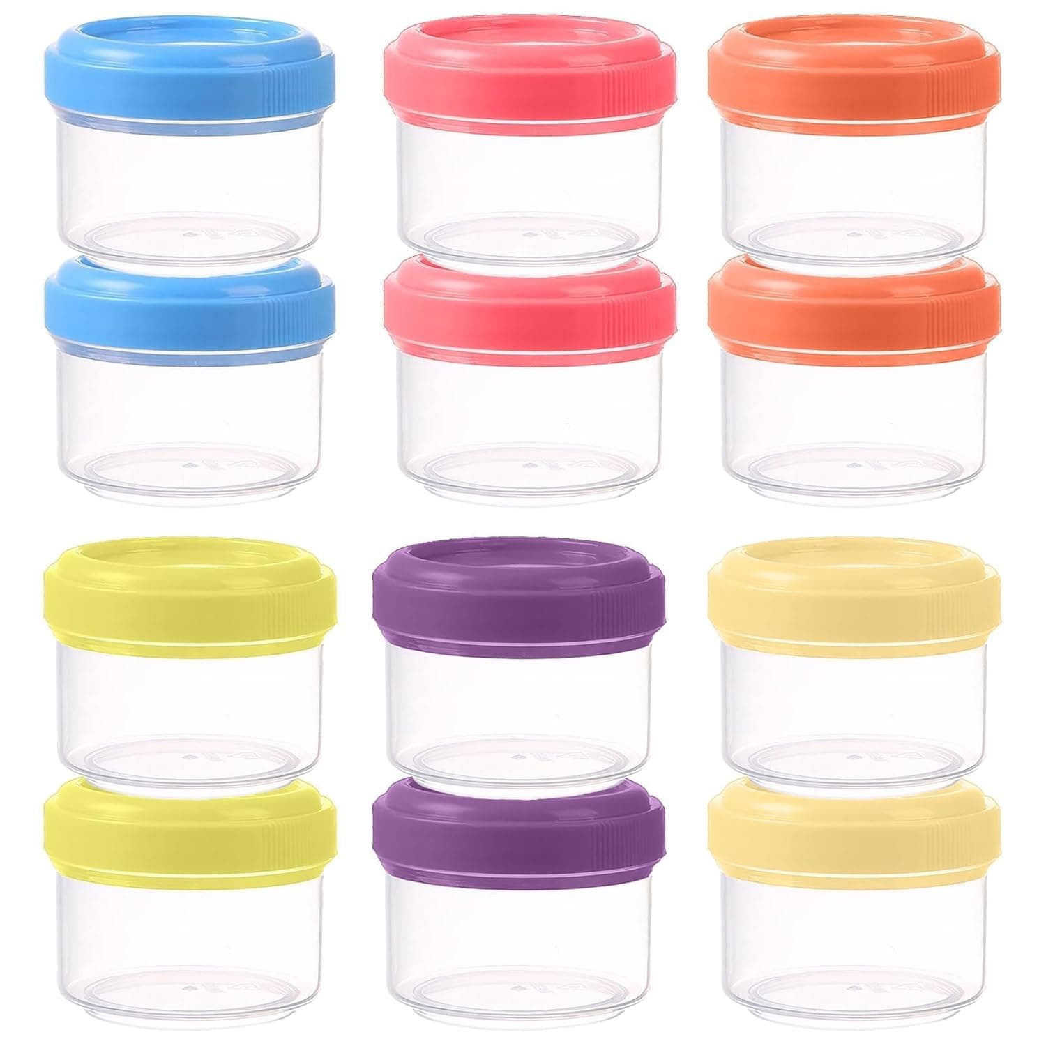 Bukela 12 Pack Mini Food Storage Containers with Lids - Small Airtight and Leak-Proof Plastic Containers for Kitchen Organization - Reusable 35ml Stackable for Snacks Sauces and Frozen Foods