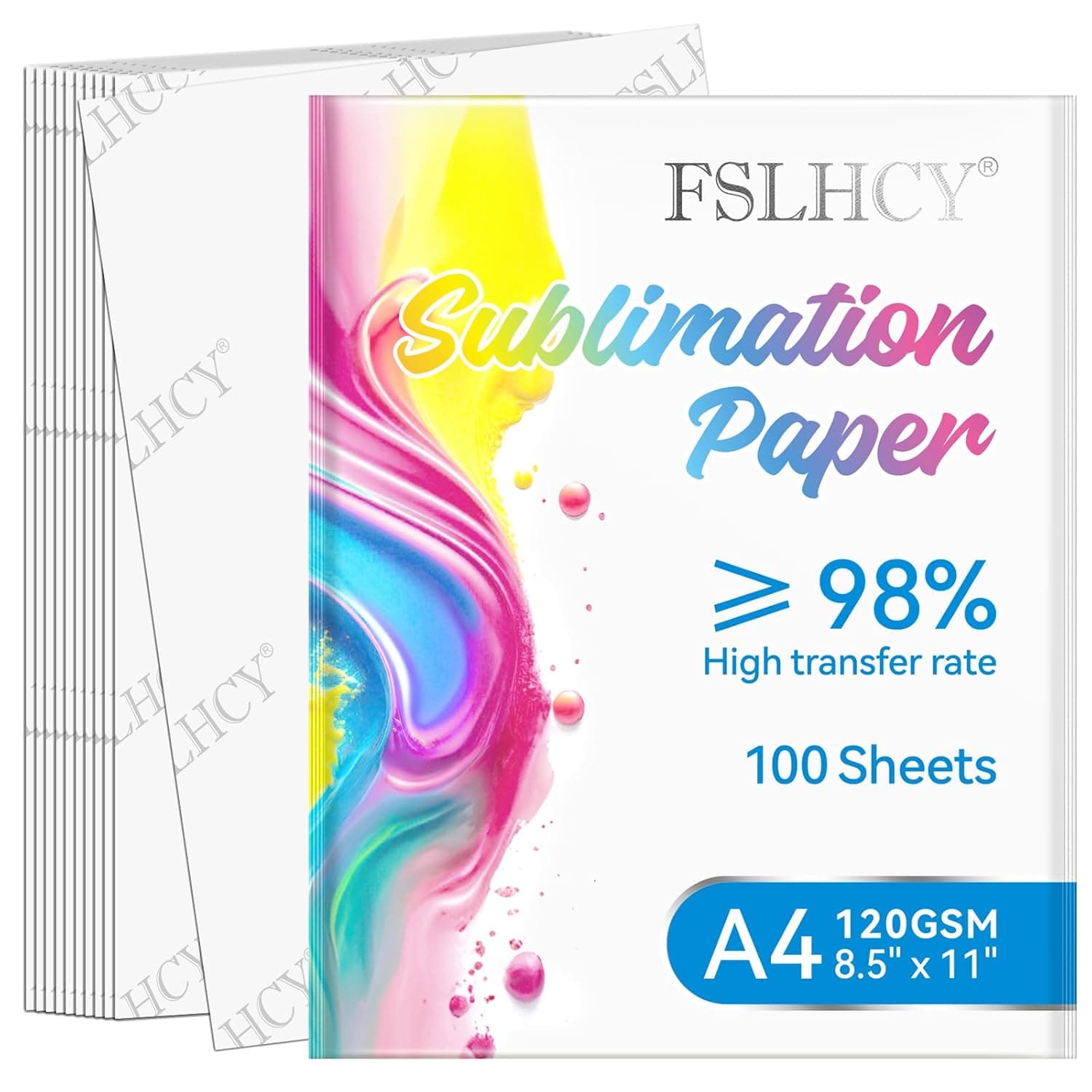 Sublimation Paper 8.5 x 11 inches, 100 Sheets Sublimation Transfer Paper for Tumblers, T-shirts, Mugs and Fabrics, Compatible with All Inkjet Printers, 120gsm