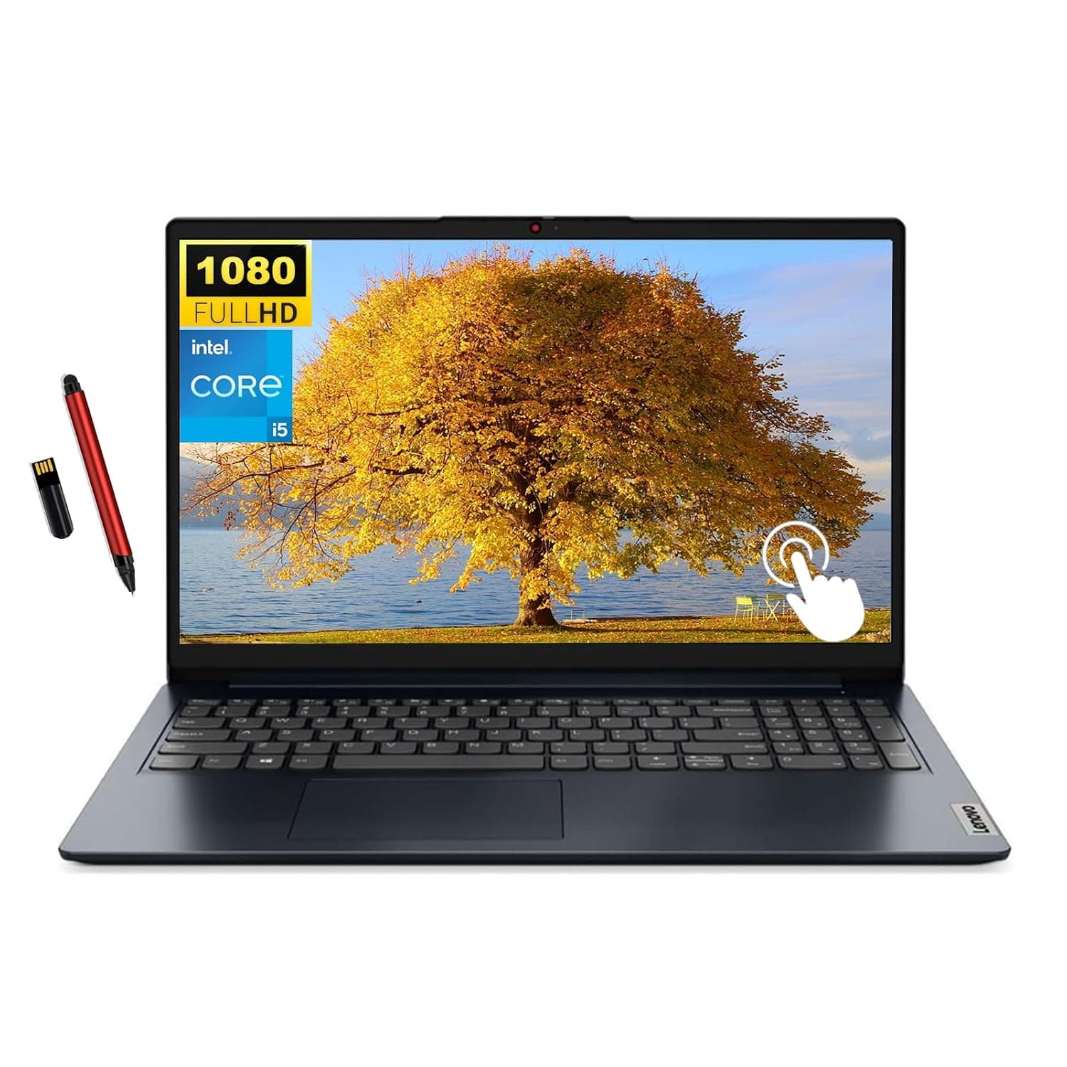 Lenovo Ideapad, 15.6" FHD Touchscreen Laptop, 13th Gen Intel Core i5-1335U 10-core Processor, 12GB RAM, 512GB SSD, Intel Iris Xe Graphics, Wi-Fi 6, Windows 11 Home, Abyss Blue, EAT 16GB USB Pen