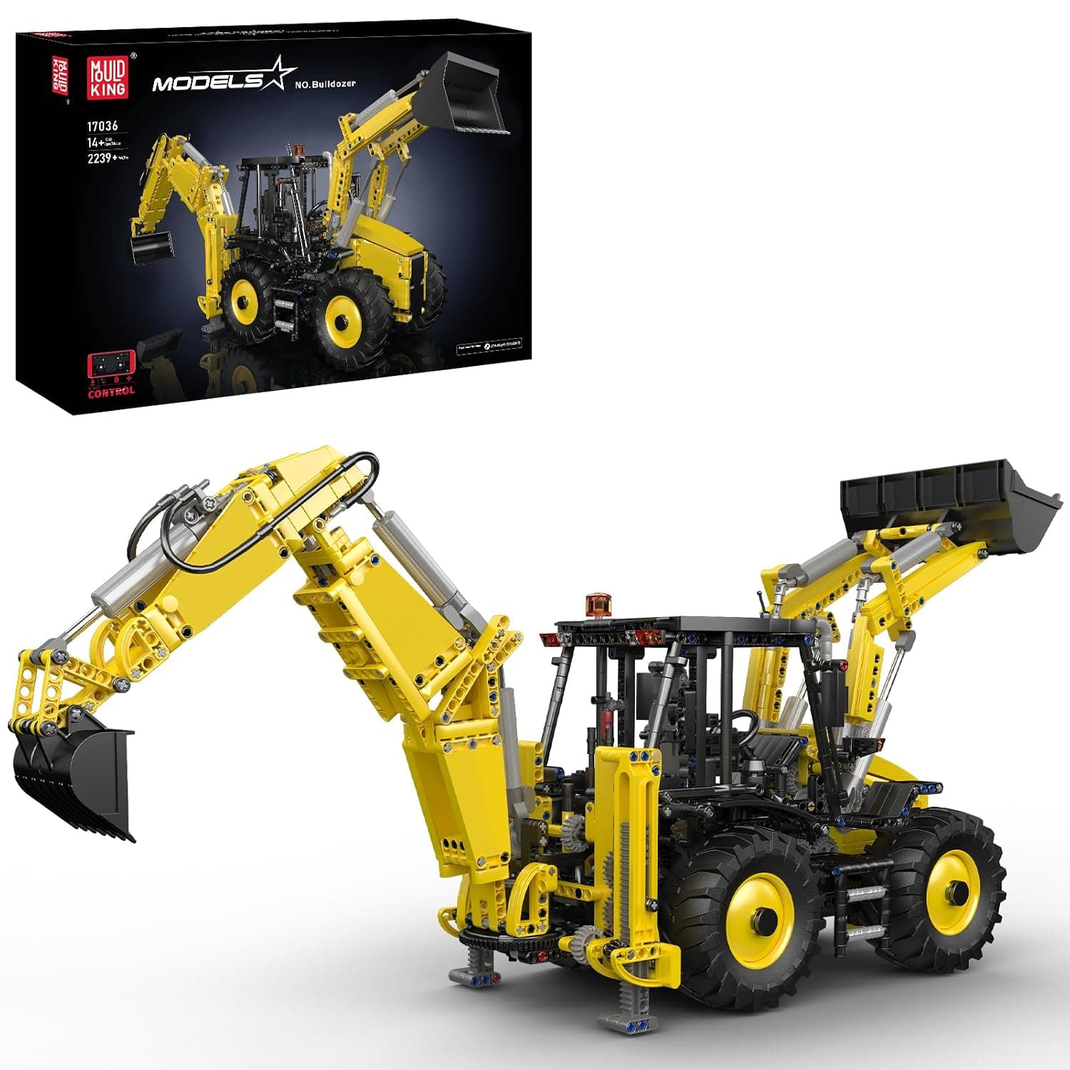 Mould King Technic 17036 Excavator Loader - App Remote Control Construction Kit with Engines, Construction Vehicle (2239 Pieces) - Great Gift for Adults & Teens