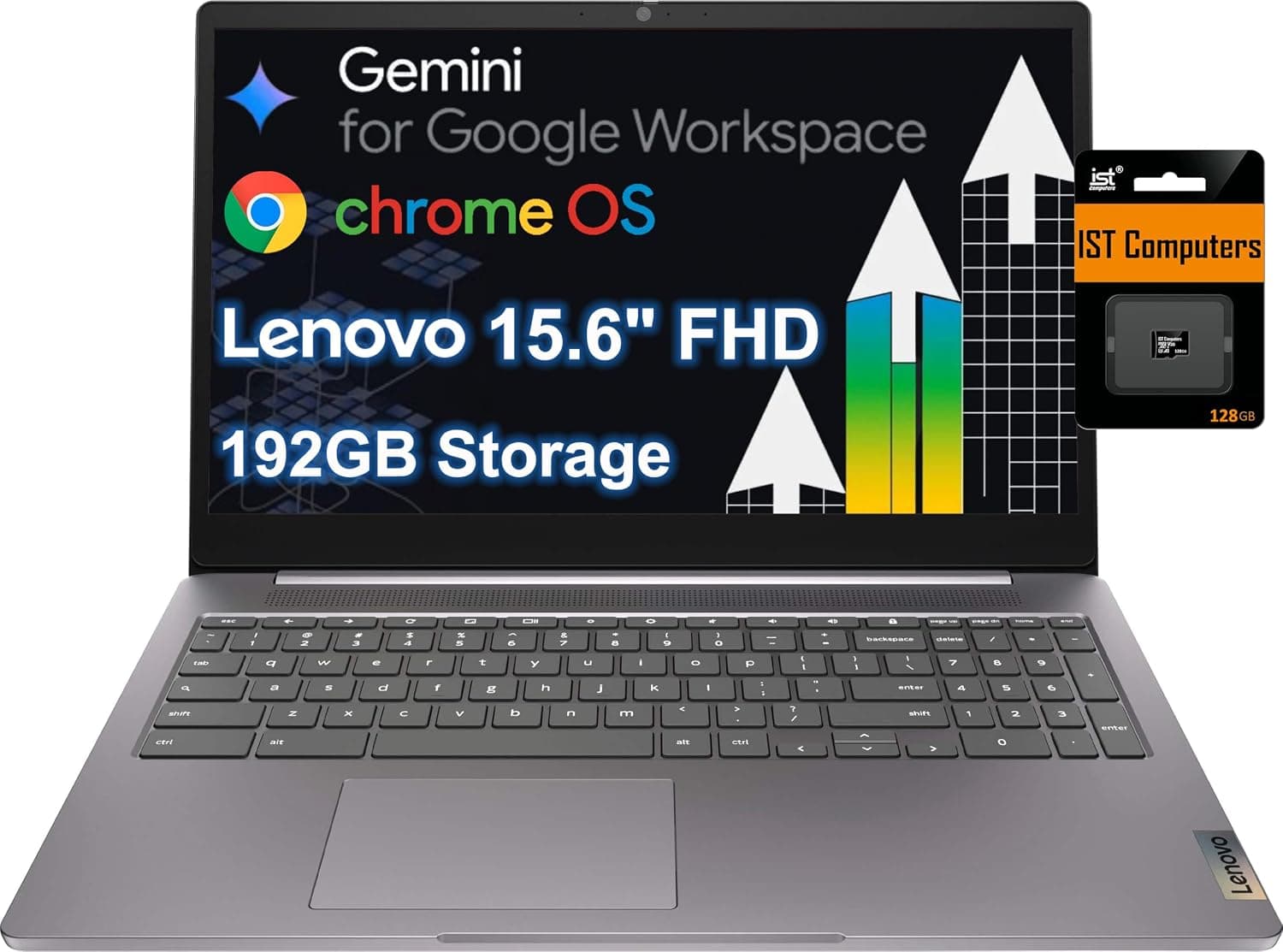 Lenovo Chromebook 15 Laptop, 15'' FHD, Intel Celeron N4500, 4GB RAM | 64GB eMMC + 128GB SD Card, for Home & Students, Anti-Glare, HD Webcam, Wi-Fi 6, 10-Hour Long Battery Life, Chrome OS