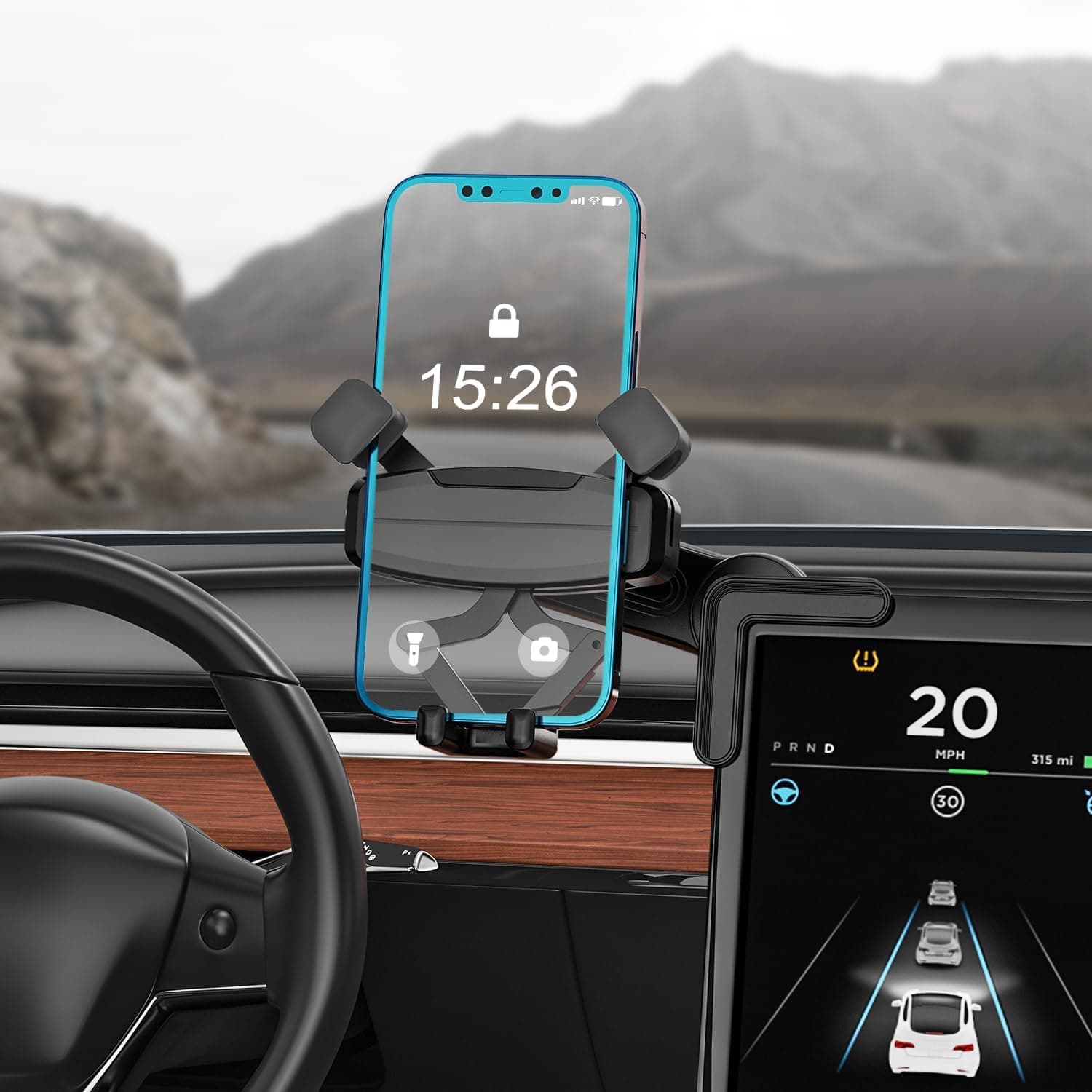 كاستويف حامل موبايل للسيارة متوافق مع موديل 3/Y من تيسلا، حامل موبايل قابل للتعديل 360 درجة لمعظم شاشات السيارات، ملحقات تسلا 3/Y تناسب جميع جوالات ايفون واندرويد