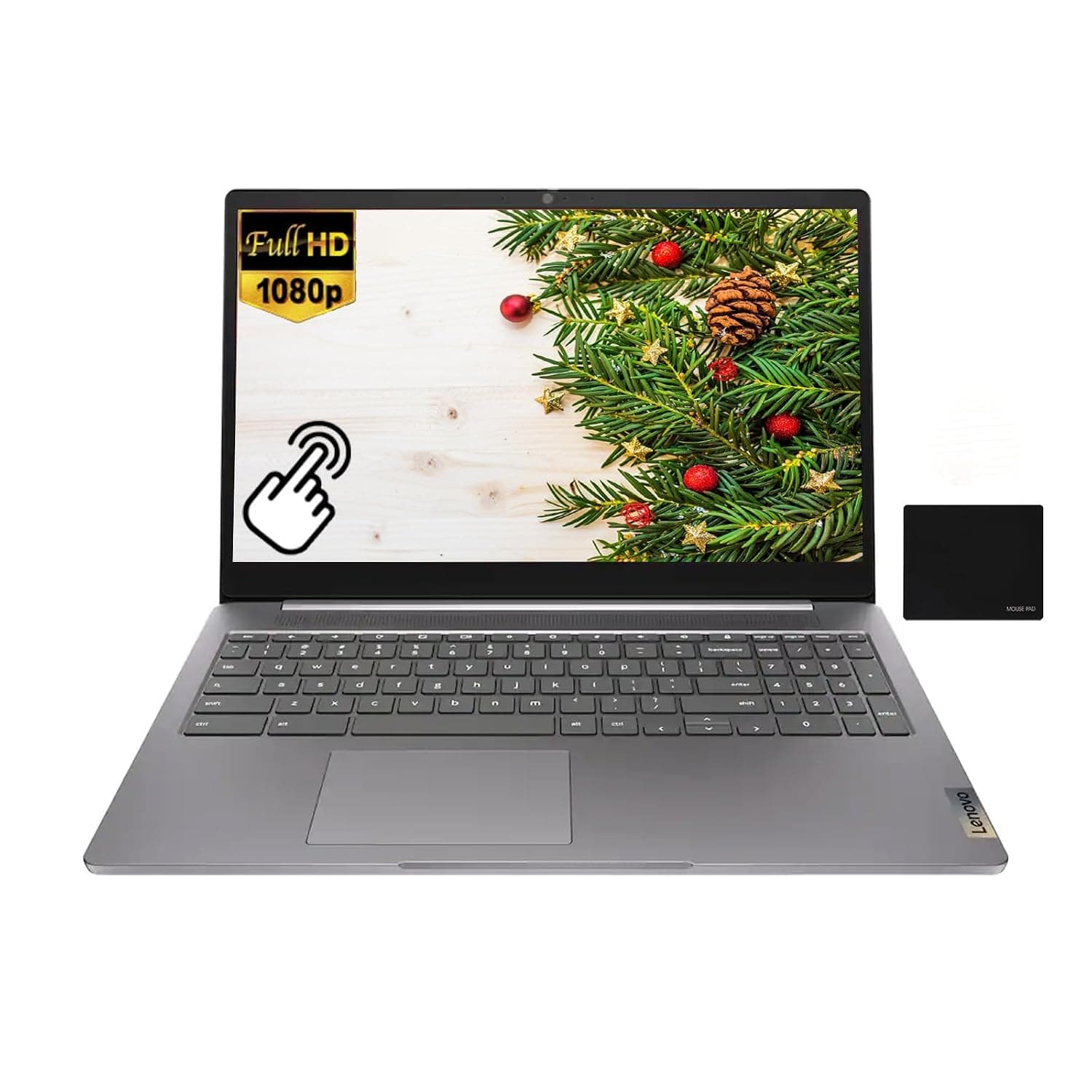 Lenovo IdeaPad 3i Chromebook Laptop, 15.6'' FHD (1920 x 1080) Touchscreen Display, 4-Core Intel Pentium Silver N6000, 8GB LPDDR4x RAM, 128GB eMMC, Wi-Fi 6, Chrome OS, Arctic Grey, EAT Wireless Earbuds