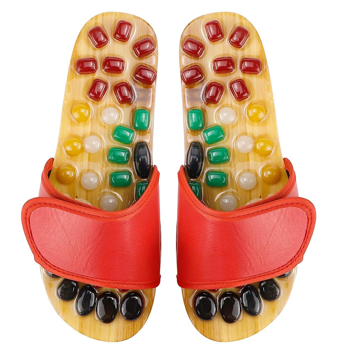FERCAISH Jade Massage Slippers, Casual Shoes Massage Bamboo, Pebble Acupuncture Sandals, Foot Reflexology Shoes, Acupressure Men's Foot Massage for Healthcare (39-40)