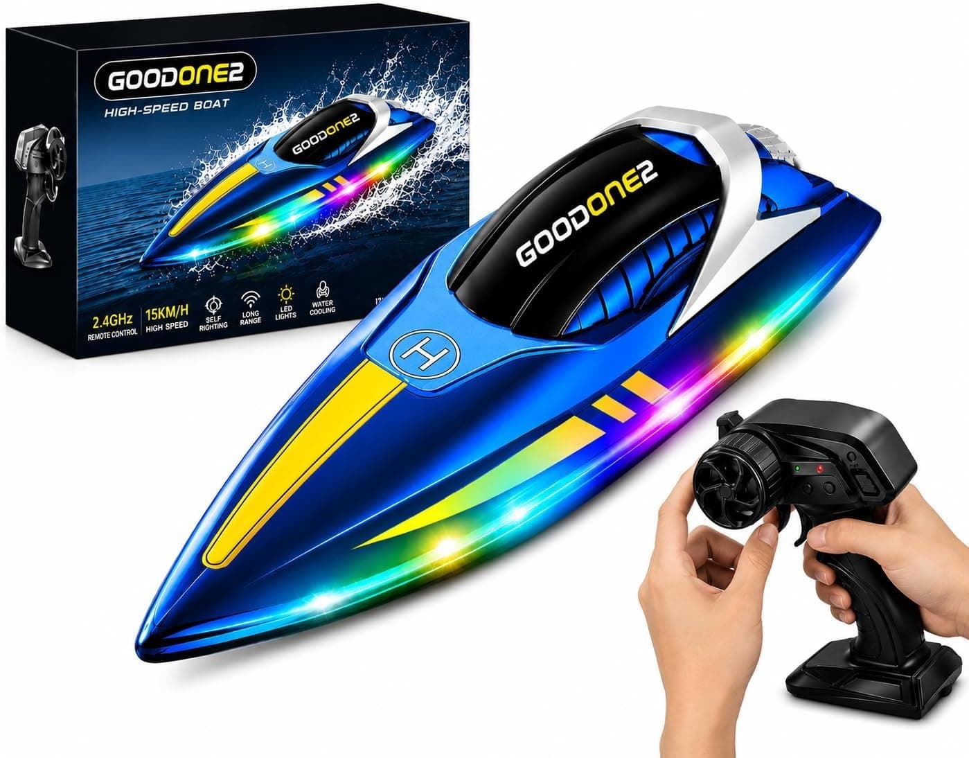 GOODONE2 Electric RC Boats for Kids, High Speed Remote Control Boat for Kids, Fast Speed RC Jet Boat for Pool (Boat)