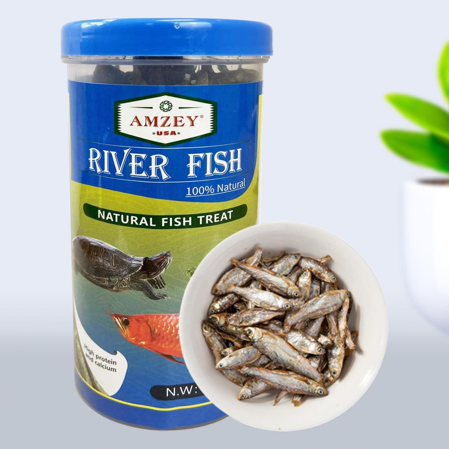 AMZEY U.S.A 2.3 oz Dried River Fish - Natural Food for Turtles, Terrapins, Reptiles and Large Tropical Fish