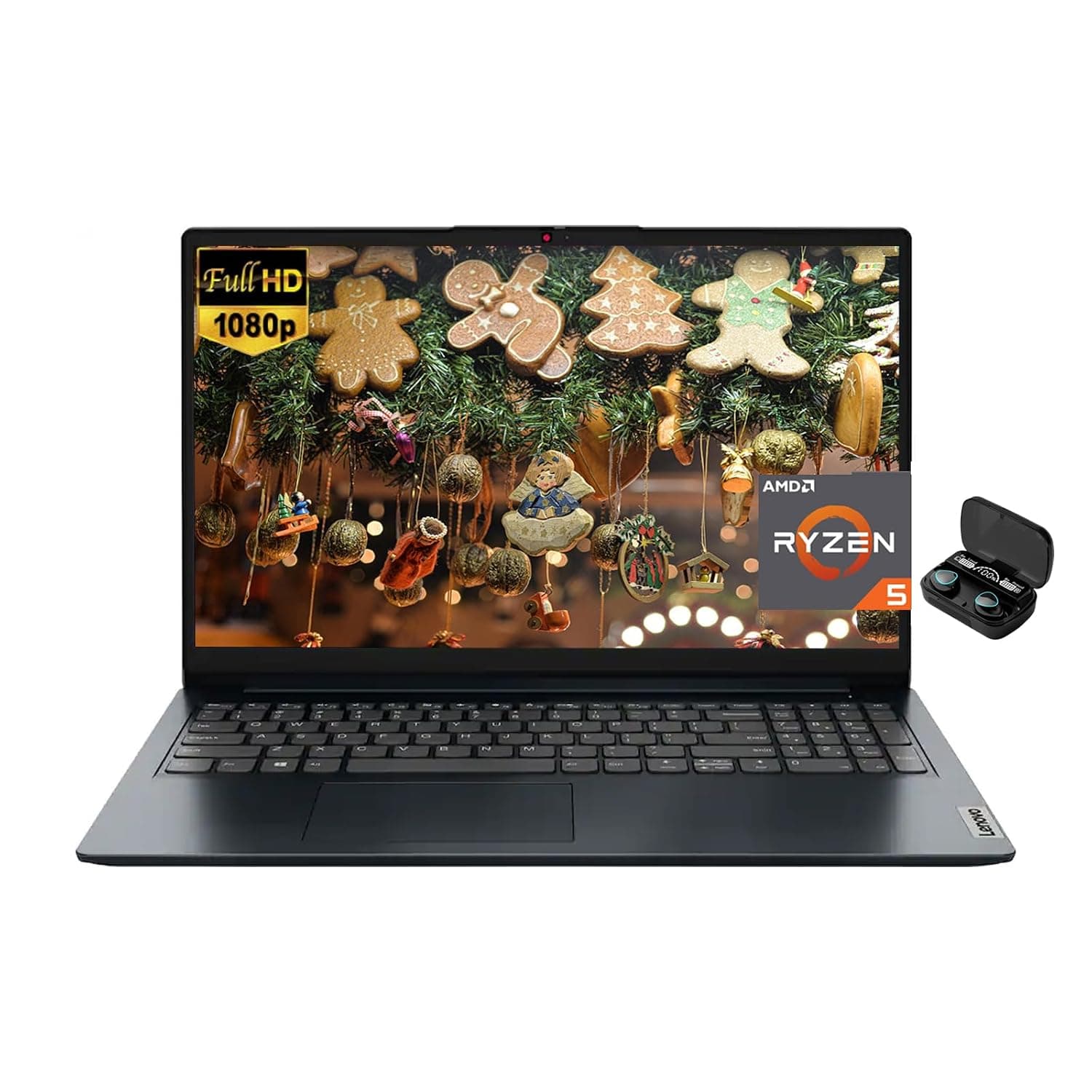 Lenovo IdeaPad 15.6" Laptop, FHD (1920x1080) TN 220nits Anti-Glare Display, AMD Ryzen 5 7520U, 8GB LPDDR5 RAM, 256GB SSD, AMD Radeon 610M Graphics, Windows 11 Home, Abyss Blue, EAT Wireless Earbuds