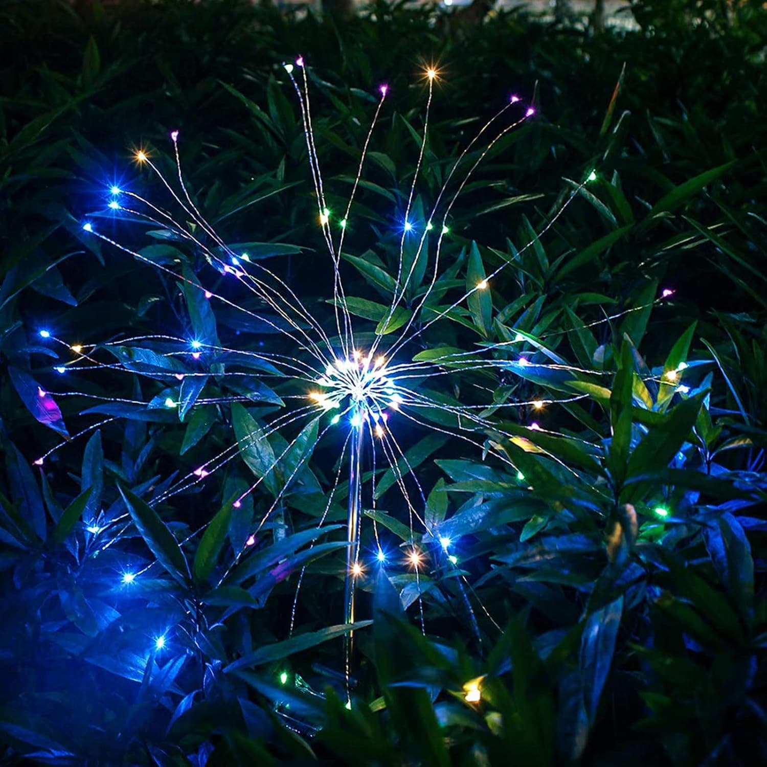 Fawoonu Solar Firework Light, EPIC GADGET 90 LED Multi Color Outdoor Firework Solar Garden Decorative Lights for Walkway Pathway Backyard Decoration Parties