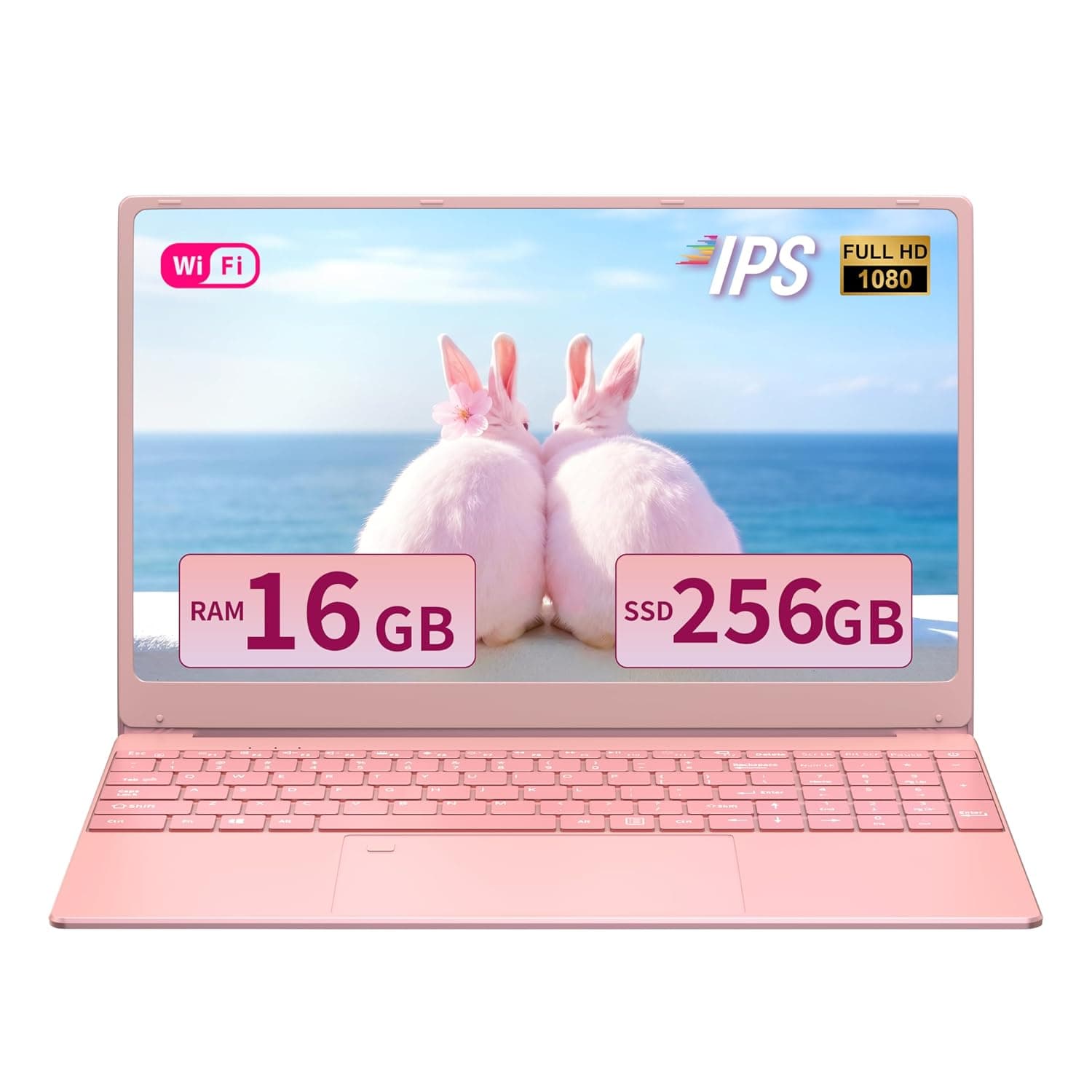 Rose Gold Laptop 15.6" FHD IPS Display, N5095 Processor (Up to 2.9GHz), 16GB DDR4 RAM 256GB SSD, Backlit Keyboard, Slim Portable Notebook for Business, Study & Home Use (16GB RAM | 256GB SSD)