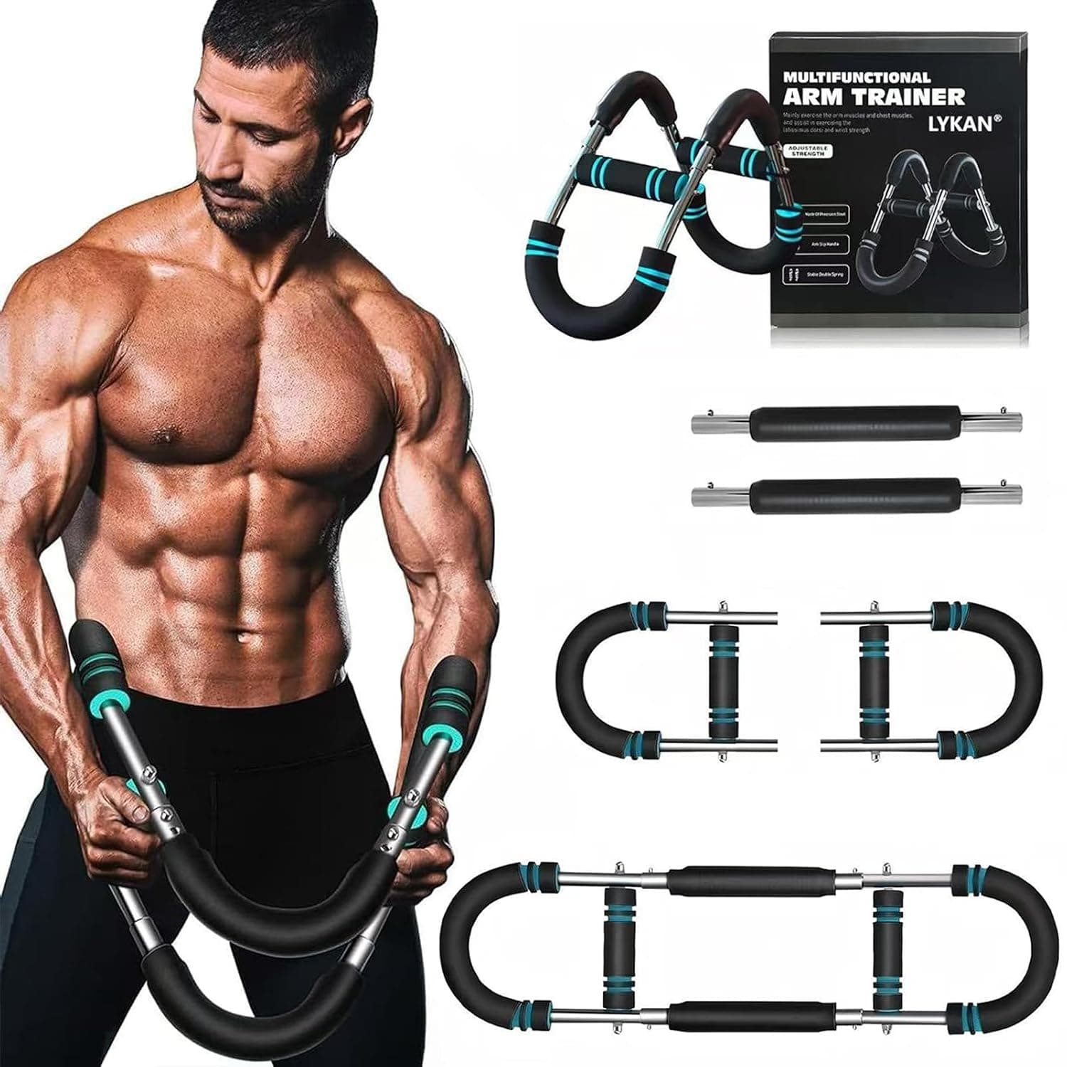 Saker Twister Arm Trainer, 40-100lb Adjustable Chest Workout Equipment, Arm Trainer, Twister Arm Trainer, Portable Power Twister Bar, Detachable Design Fitness Anywhere