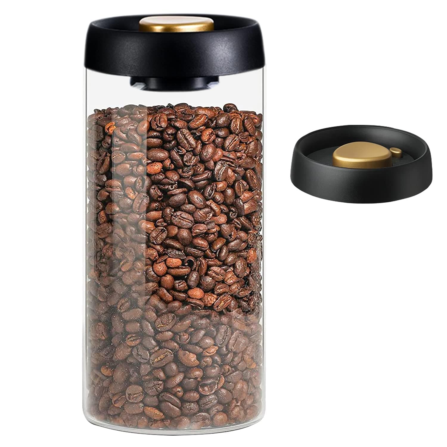 Borosilicate Glass Kitchen Storage Jars, Coffee Canisters with Airtight Lid Seal, Food Storage Containers - Perfect for Coffee Beans, Tea, Sugar, Candy, Spices, Rice (1800ml/60 Ounces) (clear)