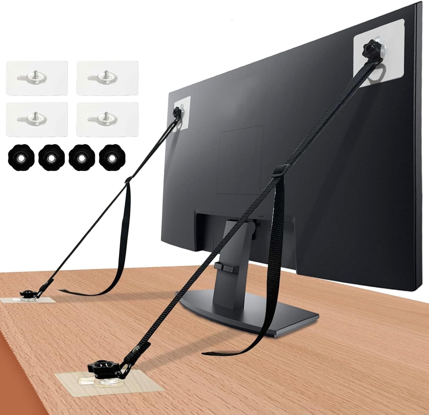 Adjustable TV Safety Straps, 2 Pack Anti-Tip Furniture Straps No-Drill Wall Anchor Straps Furniture Anchors for Baby Proofing, Wall, Cabinet to Wall Anchors, Stand Or Desk