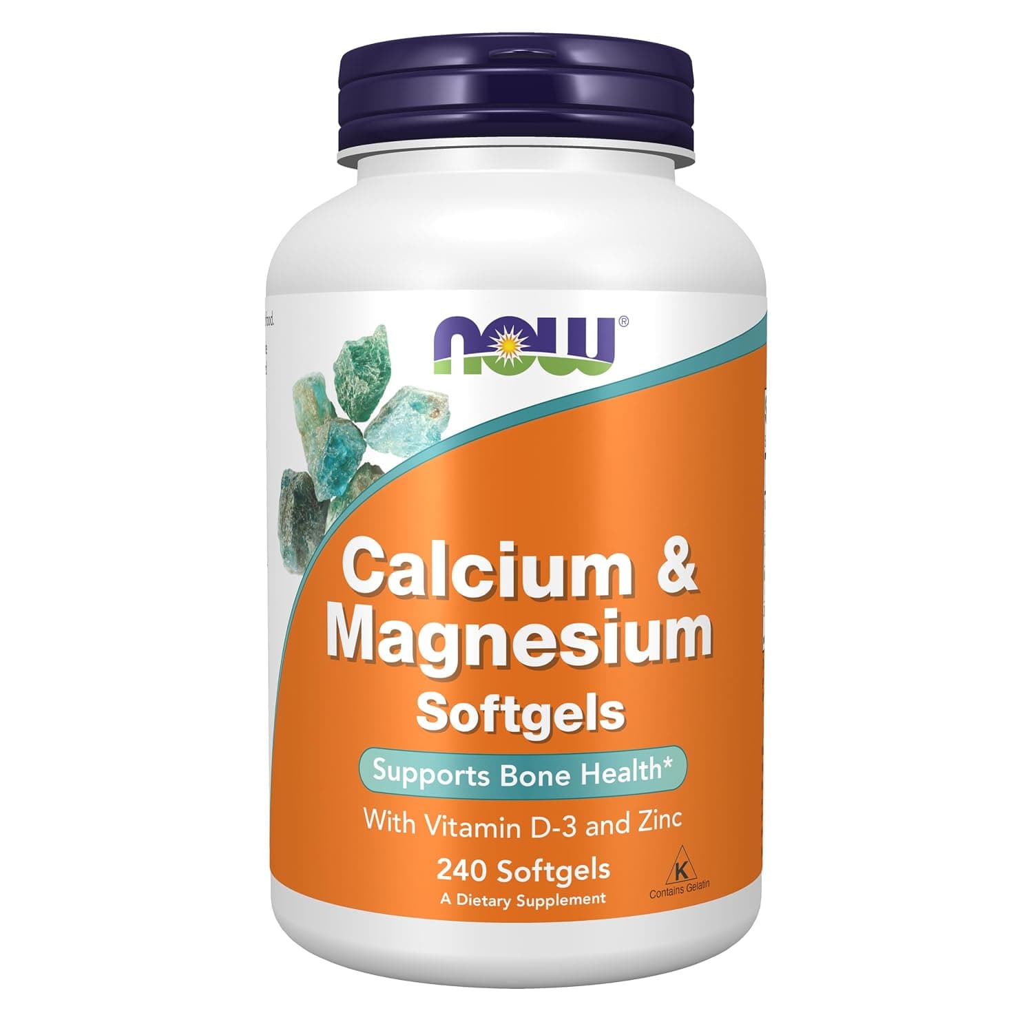 NOW Calcium Magnesium with Vitamin D3 and Zinc Food Supplements - 240 Softgels