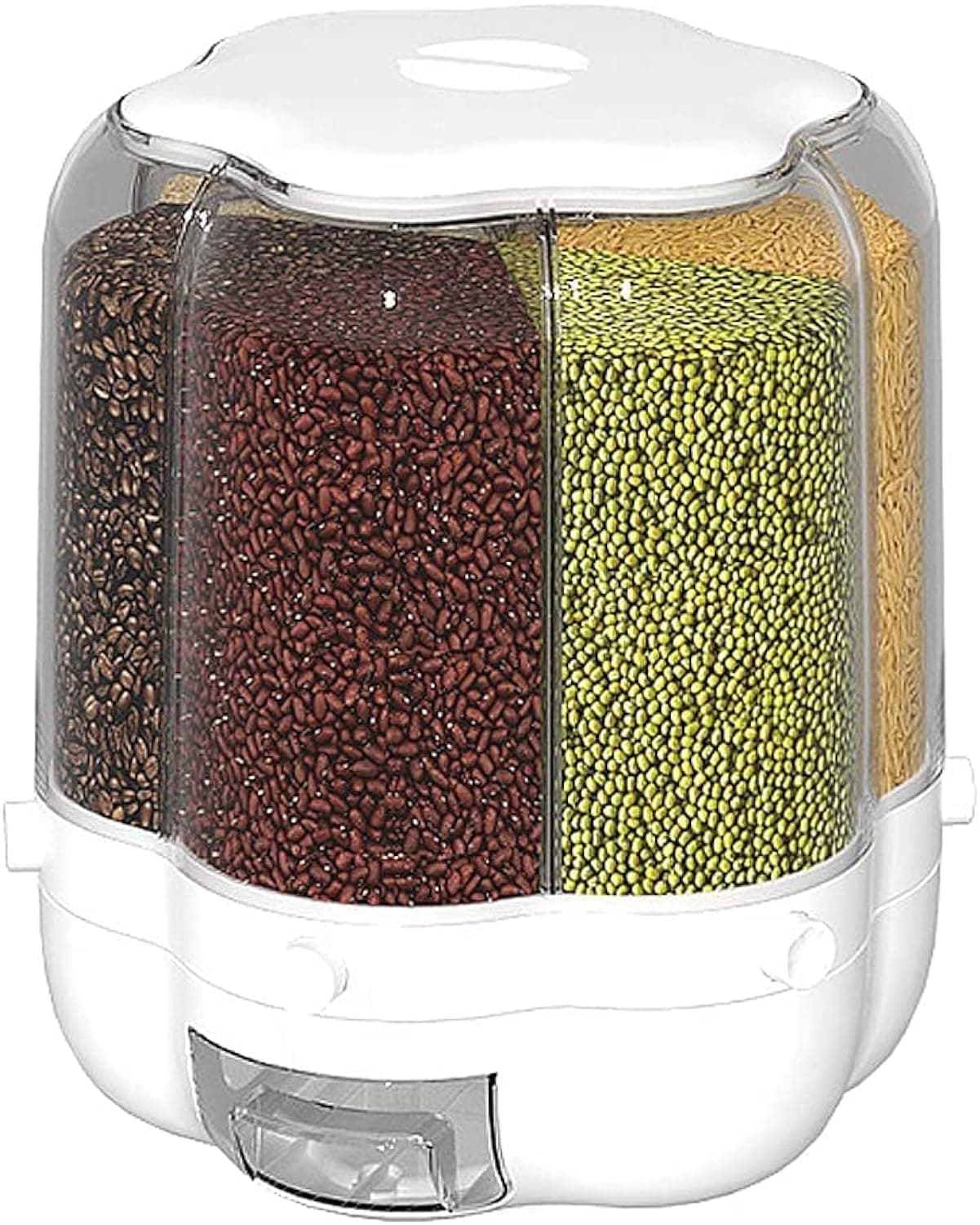 ALMEKAQUZ 44lb Rice and Grain Storage Container, 360° Rotating Food Dispenser Measuring Cylinder with Lid Moisture Resistant Household, Sealed Storage for Black Rice, Yellow Rice (55Lbs)