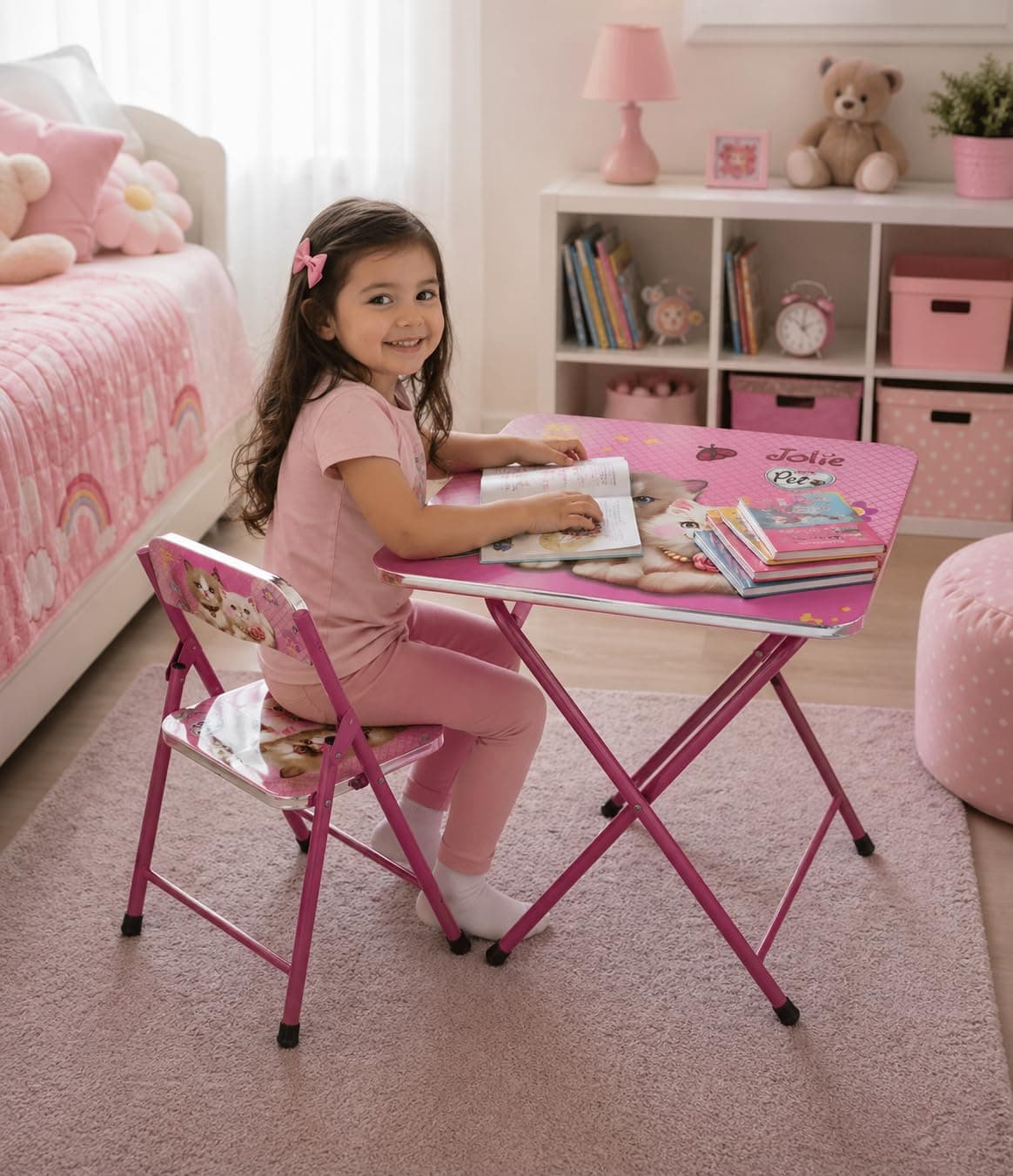 Kids Table and Chair – Smart and Safe Design for Study and Play with Perfect Comfort (Pink)