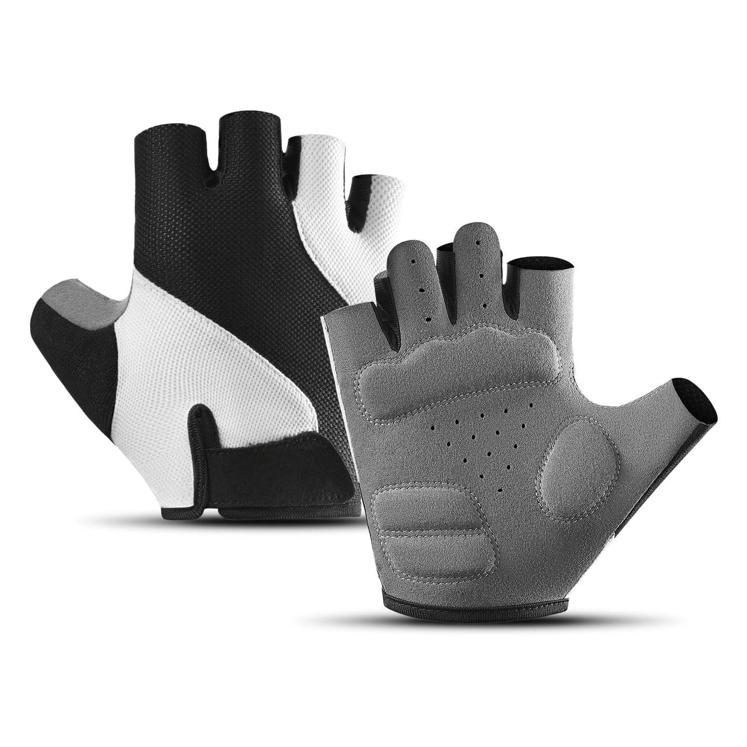 ALMEKAQUZ 2Pcs Bike Cycling Gloves for Men Women,Touch Screen Non-Slip Breathable, Mountain Road Bicycle Gloves for MTB Biking Cycling,Workout Sports(White Gray,L)