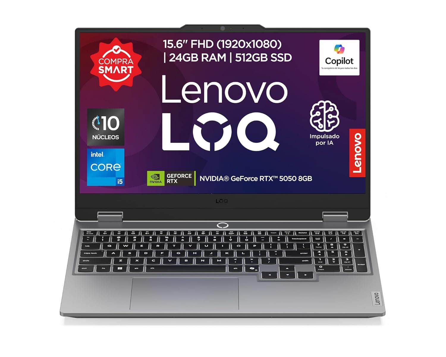 Lenovo Gaming Laptop LOQ RTX 5050|15.6" FHD Intel Core i5 |24GB RAM 512GB SSD| AI PC | NVIDIA GeForce| Backlit Keyboard, Windows 11 Home