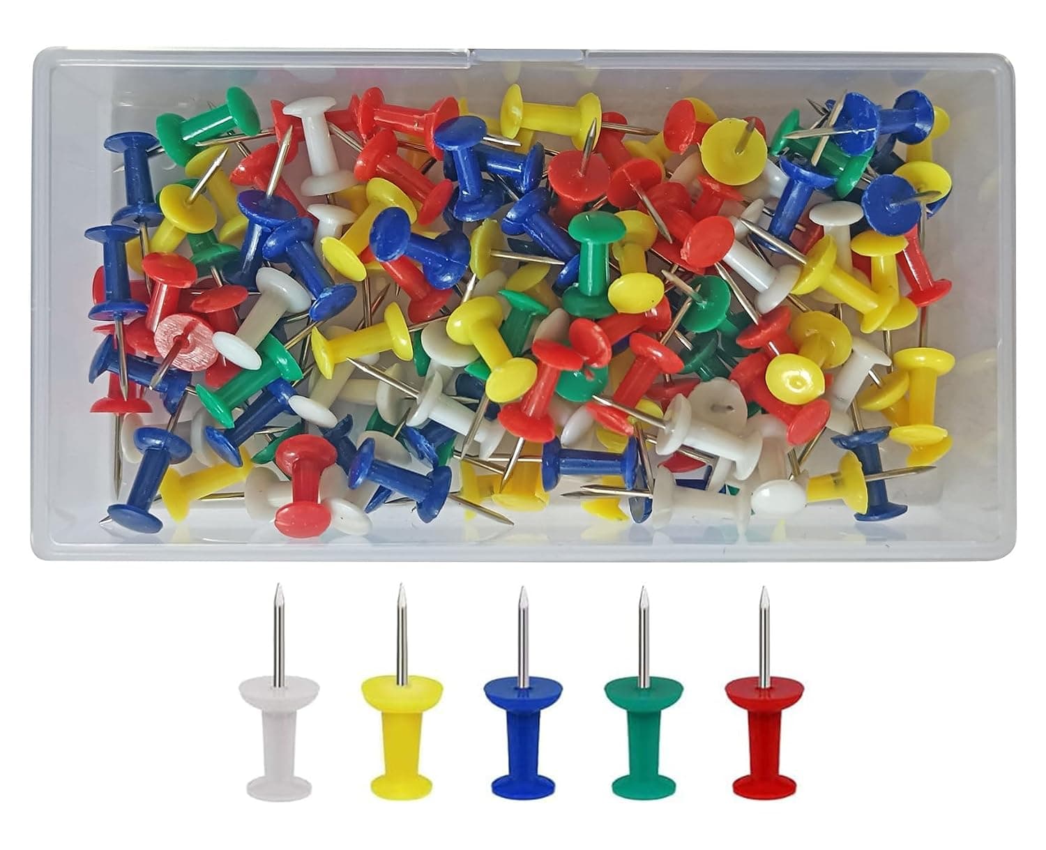 Push Pins Thumb Tacks, 140 Pieces, Assorted Colours, Plastic Head for Cork Board and Bulletin Board