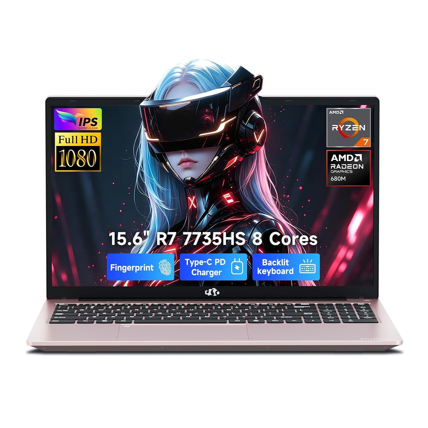 NIMO 2025 Laptop, 8 Cores R7 7735HS 32GB DDR5 RAM 1TB SSD (Up to 4.75GHz, Beat i7-12650H) Gaming Laptop with Radeon 680M GPU, 15.6" IPS FHD, 180° Open Angle, Webcam, Type-C, Portable for Business