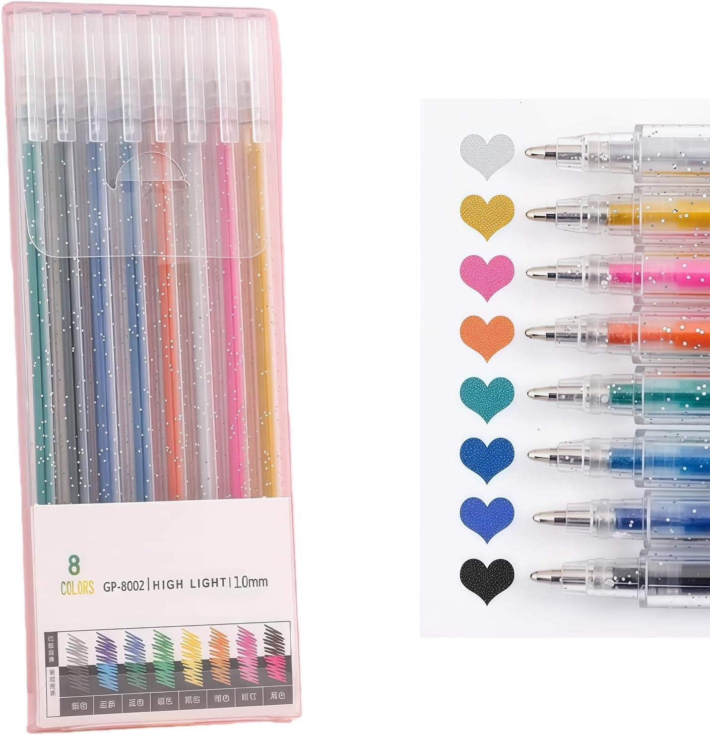 Glitter Gel Pens Set, Metallic Sparkle Gel Pens for Coloring Drawing Writing, Vibrant Glitter Pens for Adult Coloring Books Journaling Scrapbooking School Craft Art Supplies (8 Color)