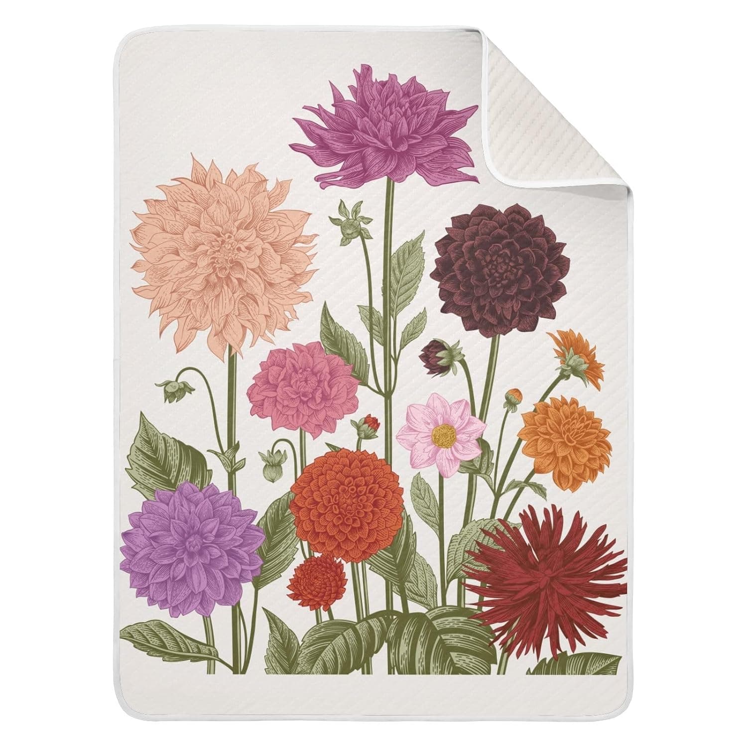 Swaddle Blanket for Vintage Floral Dahlia Baby Receiving Blanket Muslin Baby Swaddles Soft Cotton Breathable Nursery Blankets for Unisex Boys and Girls 30x40 Inch