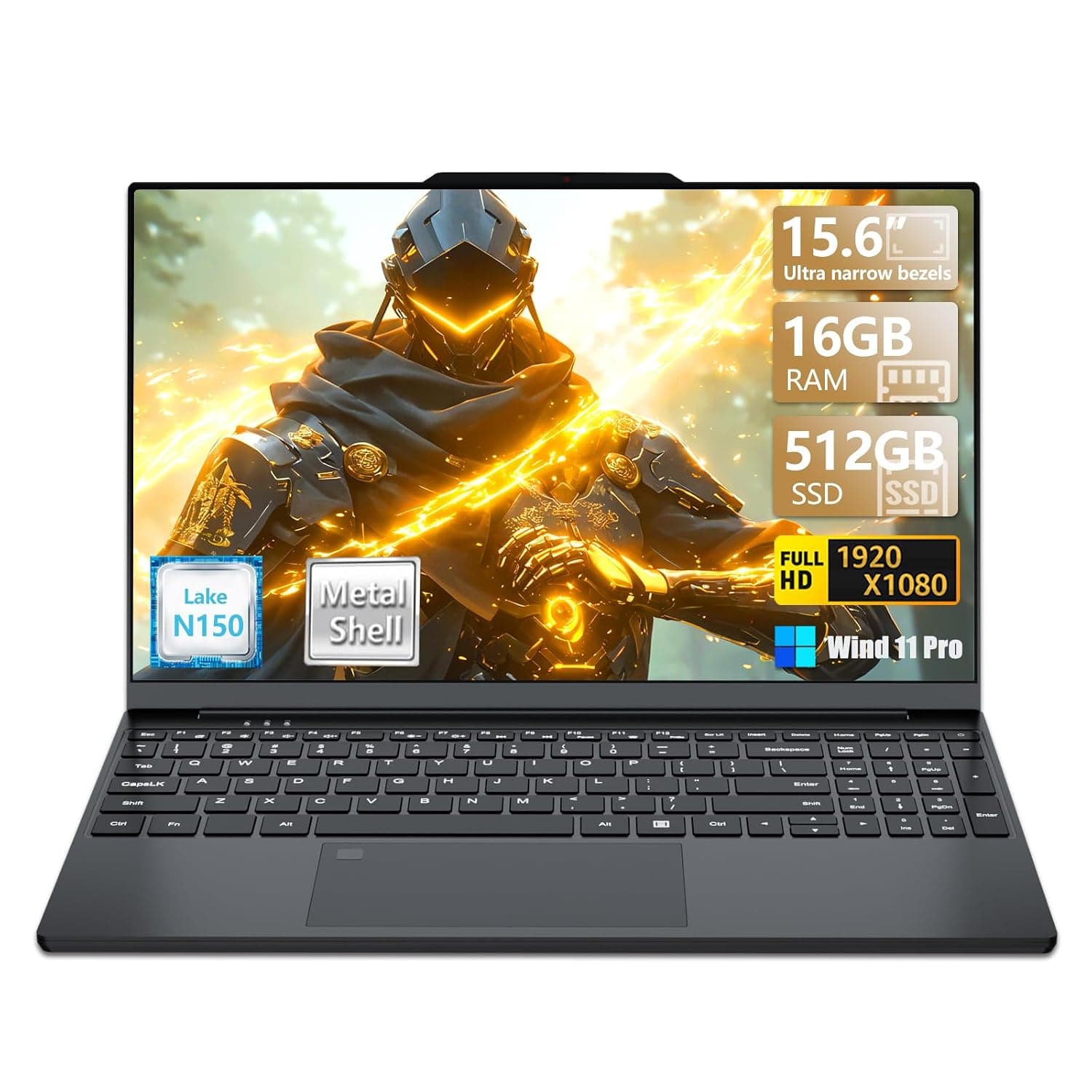 2025 Gaming Laptop,Narrow Bezel 15.6 Inch Laptop Computer With N150 Processor(Up To 3.6Ghz) 16Gb Ram 512Gb Ssd Fhd Premium Laptop,Wifi 5,Bt 4.2,Fingerprint Unlocking,Backlit Keyboard, Win 11 Pro