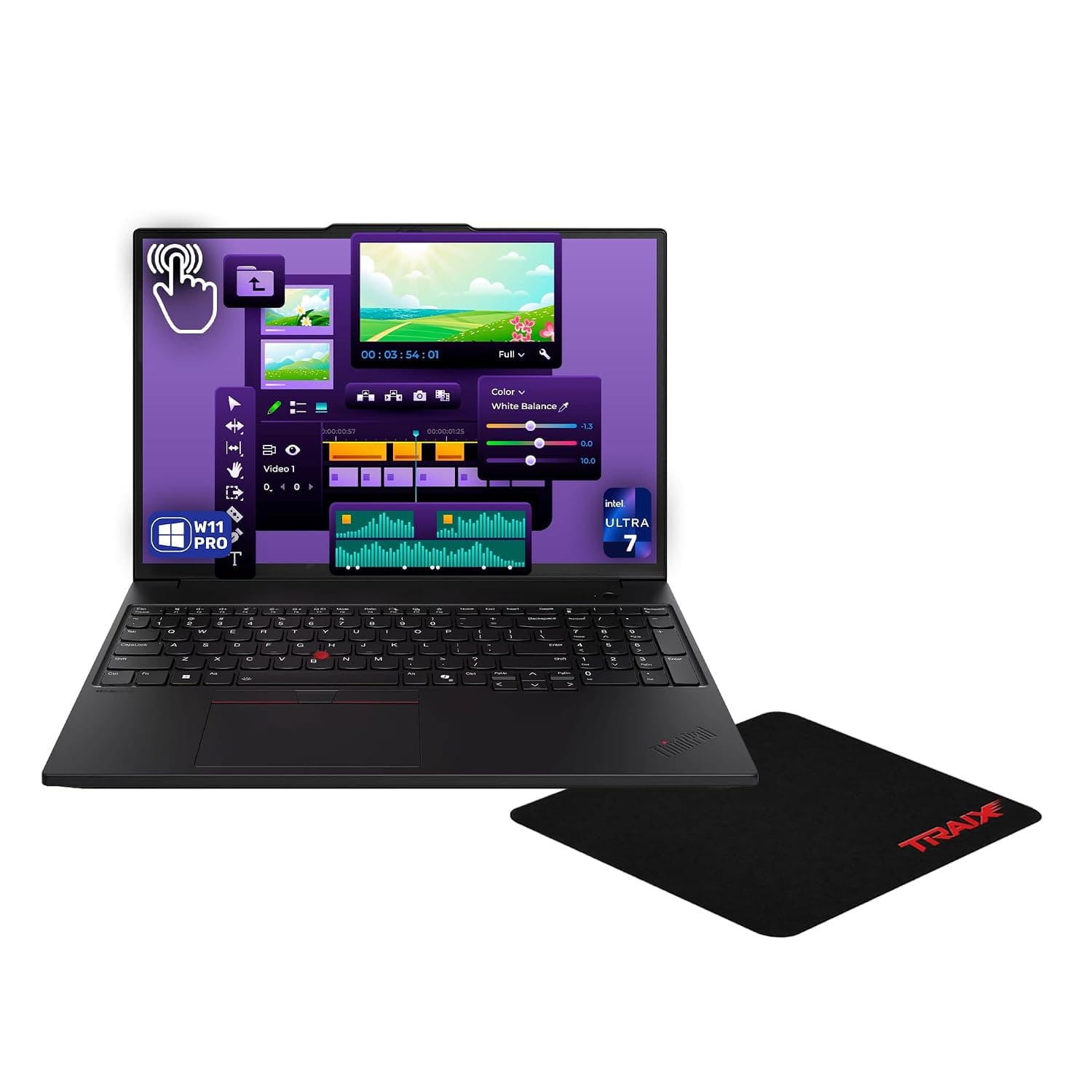 Lenovo ThinkPad P16s Gen 4 Mobile Workstation, Intel Ultra 7-255H, 64 GB DDR5 RAM, 4 TB PCIe SSD, 16" WQUXGA (3840x2400) Touchscreen, Intel R Graphics, Backlit Keyboard, W11 Pro, Black+Traix Mousepad