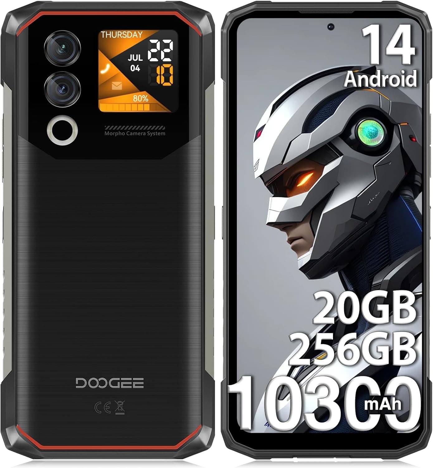 DOOGE Blade10 Max Rugged Phone 6.56" 90Hz Display 8GB+256GB Rear Display 50MP AI Main Camera 10300mAh 18W Charge