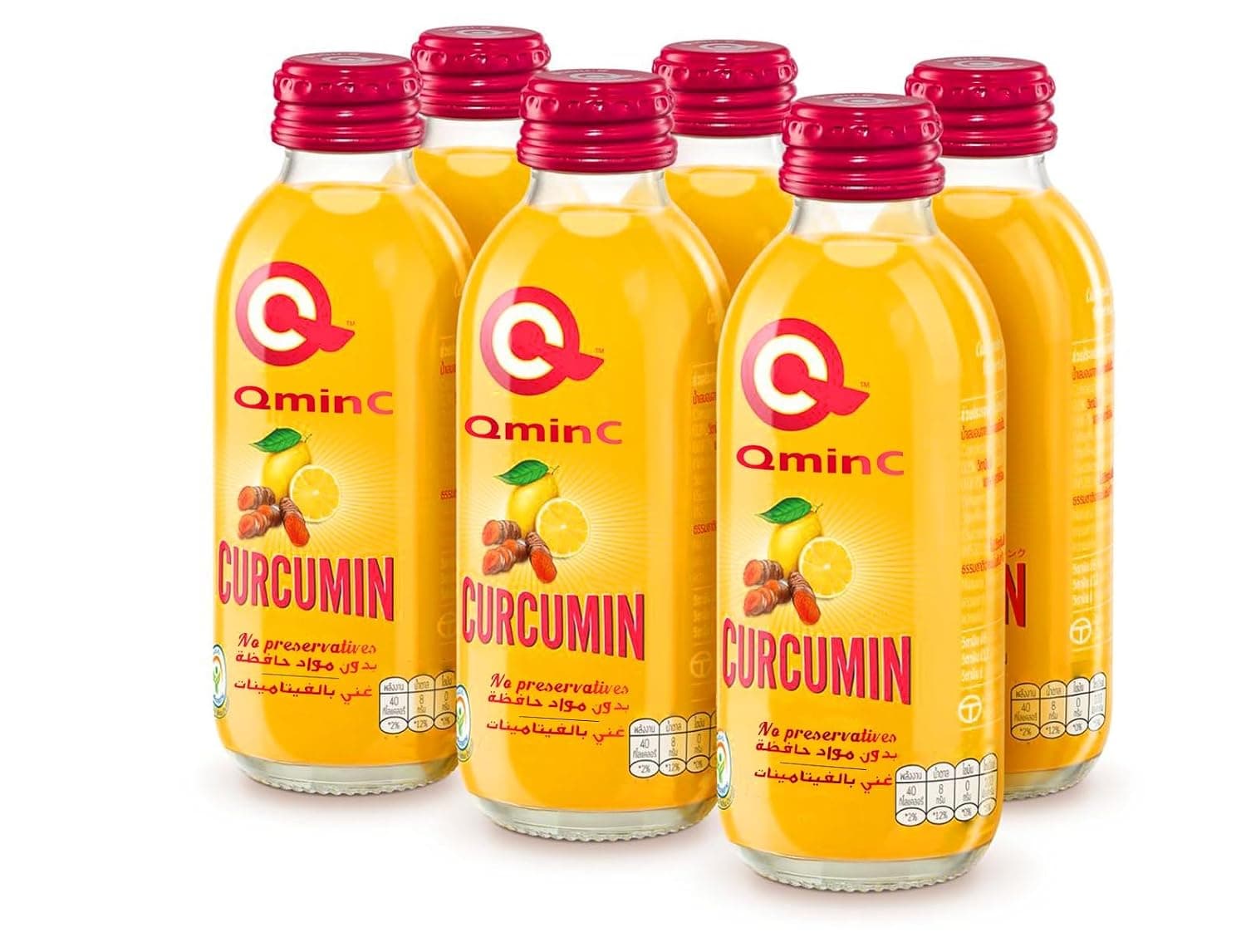 QminC Curcumin Lemon Flavoured Drink with Vitamins B6, B12 and C 6 x 150 ml