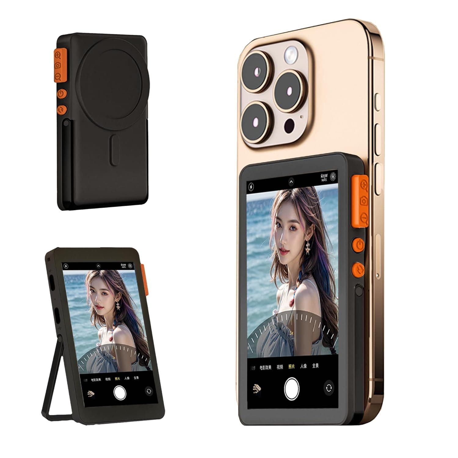 2025 Updated, Phone Vlog Selfie Monitor Screen with Audio, Focusing, Magnetic Holder, Back Camera Monitor for Selfie Vlog, Live Streaming, TikTok, YouTudbe, Compatible with iPhone/Android