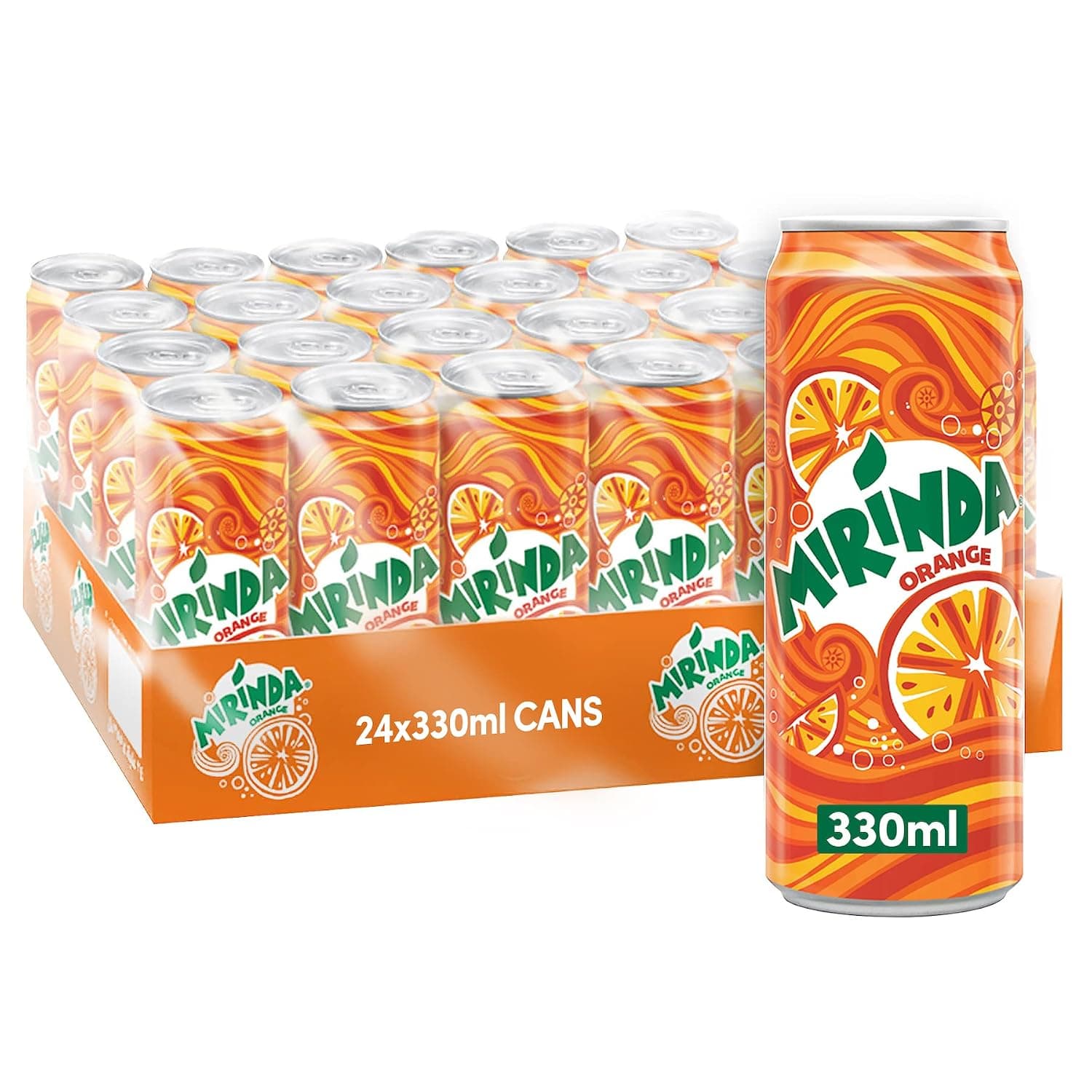 Mirinda Orange Soft Drink, Cans, 24 x 330 ml