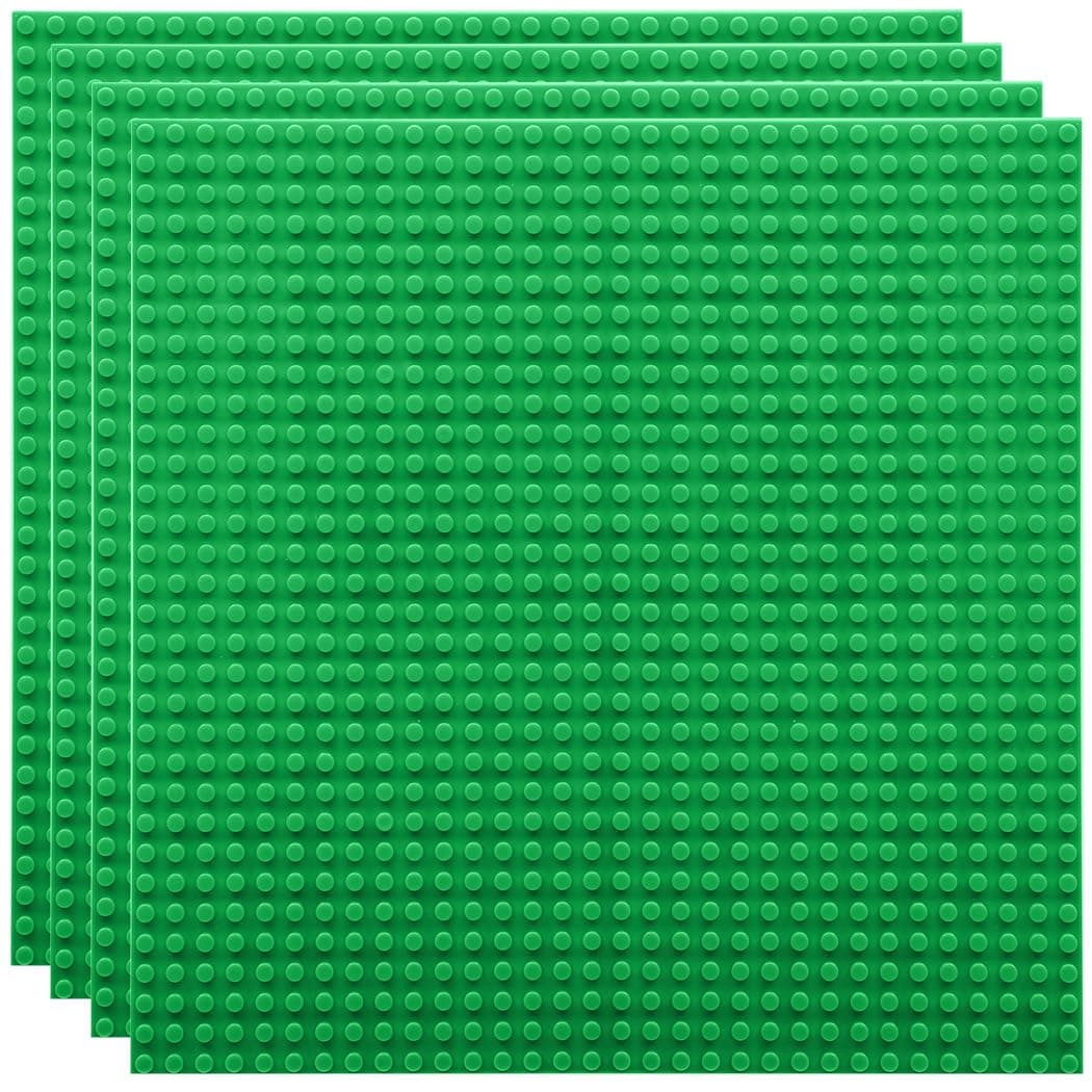 Tokokimo Classic Baseplates 10"x10" Building Brick, Compatible with Lego Brand Building Base Plates, 4 Packs (Green)