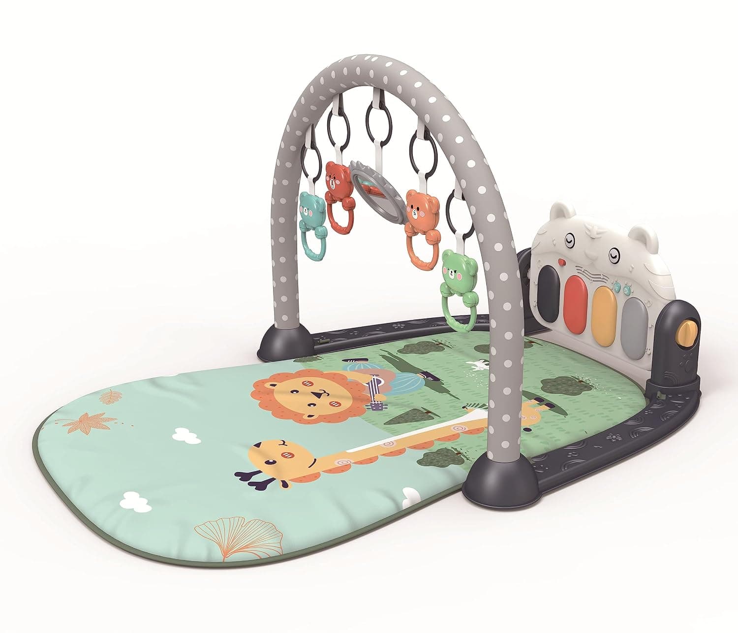Baby Gyms Play Mats Non-Toxic Musical Piano Play Indoor Mat Center With Melodies Rattle For Kids Multicolour Musical Activity Center Kick Play Piano Gym Tummy Time Padded Mat for Newborn (Green)