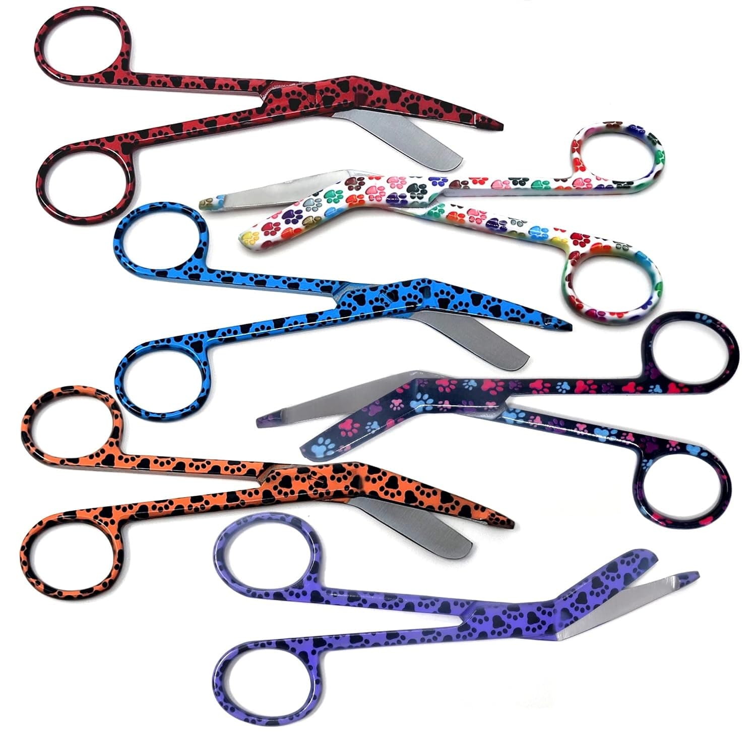 6 Pcs Lister Bandage Scissors 5.5" Long, Nurse Vet Tech Gift - Made of Stainless Steel with Colorful Patterns, First Aid, Used For Cutting Gauze, Tape, Clothing Bandages, Vet Wrap Adhesive Removal
