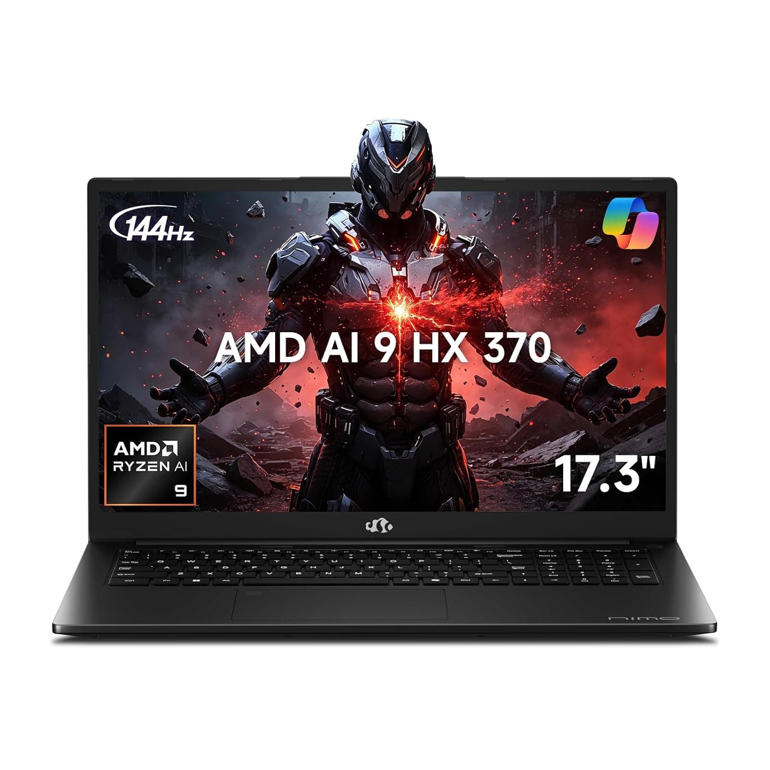 NIMO 17.3" Copilot+ AI Laptop, Ryzen AI 9 HX 370 (Up to 5.1GHz), 32GB DDR5 RAM 1TB SSD, Radeon 890M, 144Hz FHD Display, 100W Fast PD, USB 4.0, Fingerprint, Win 11 Gaming Laptop with 2Y Warranty