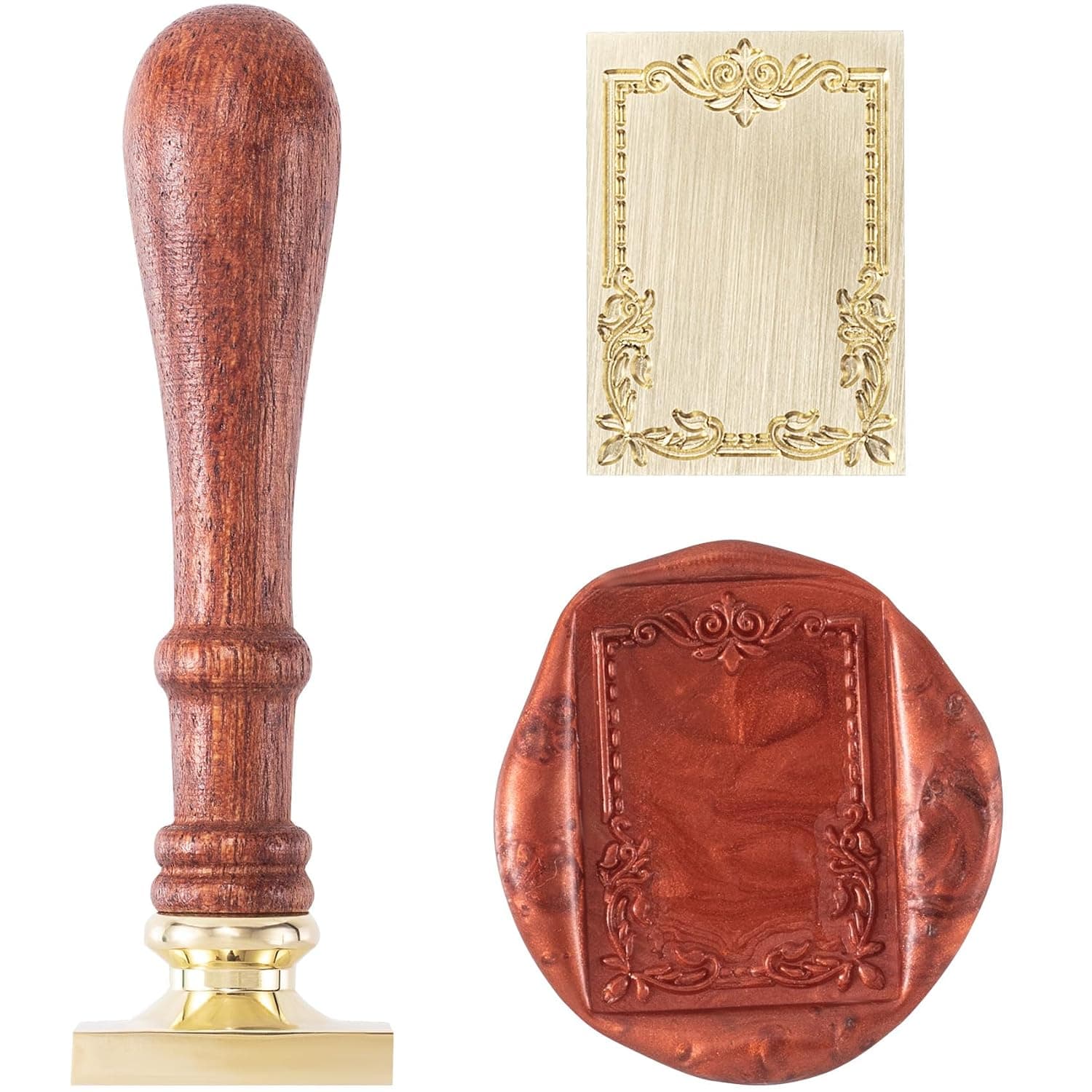 Wax Seal Stamp Kit, Photo Frame Sealing Wax Stamp, Vintage Sealing Tool with Wooden Handle for Invitations Envelopes Letter Greeting Cards Gift Wrapping