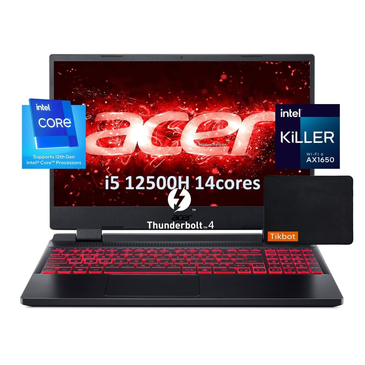 Acer 2022 New Nitro 5-15.6" 144 Hz IPS - Intel Core i5 12th 12500H - NVIDIA GeForce RTX 3050 - Thunderbolt 4 - Killer Wi-Fi 6 - Windows 11- Gaming Laptop w/Mouse pad (8GB RAM | 512GB PCIe SSD)