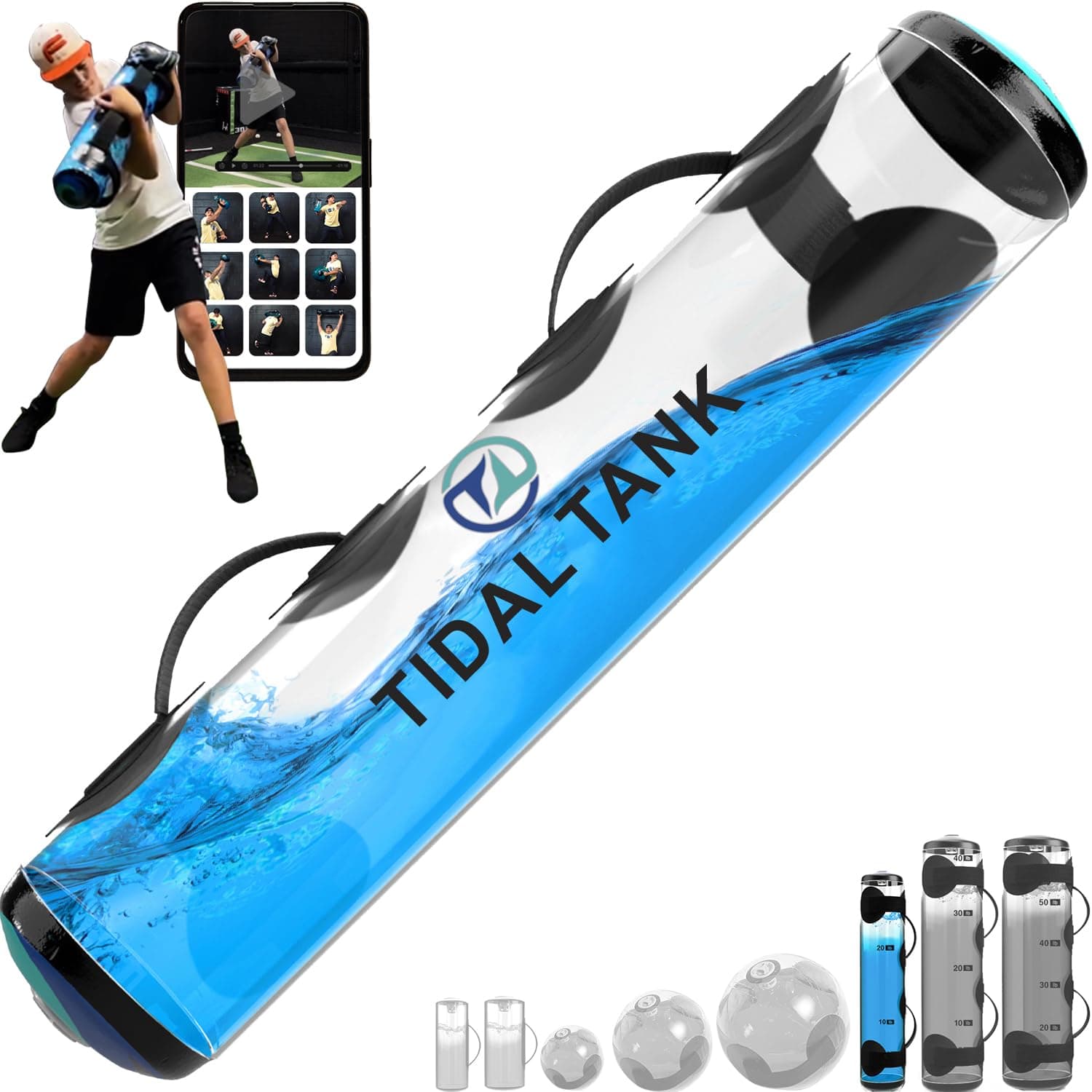 Tidal Tank - Original Aqua Bag Instead of sandbag - Training Power Bag with Water Weight - Ultimate core and Balance Workout - Portable Stability Fitness Equipment