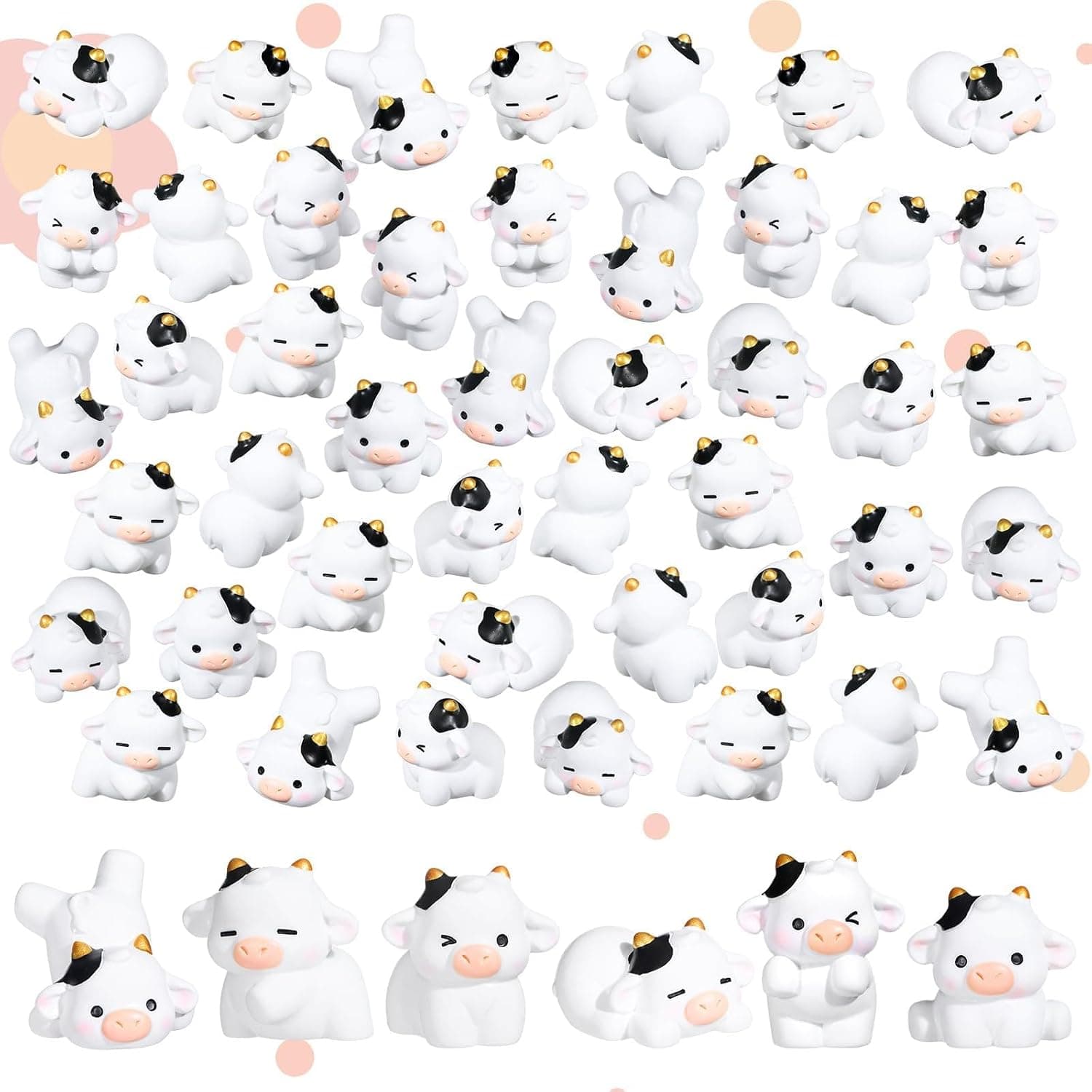 48 Pcs Mini Resin Cow Figurines - Cute Tiny Animal Figures for Fairy Garden Decor, Dollhouse Accessories, Outdoor Moss Craft, Party Favors & Kids Toys