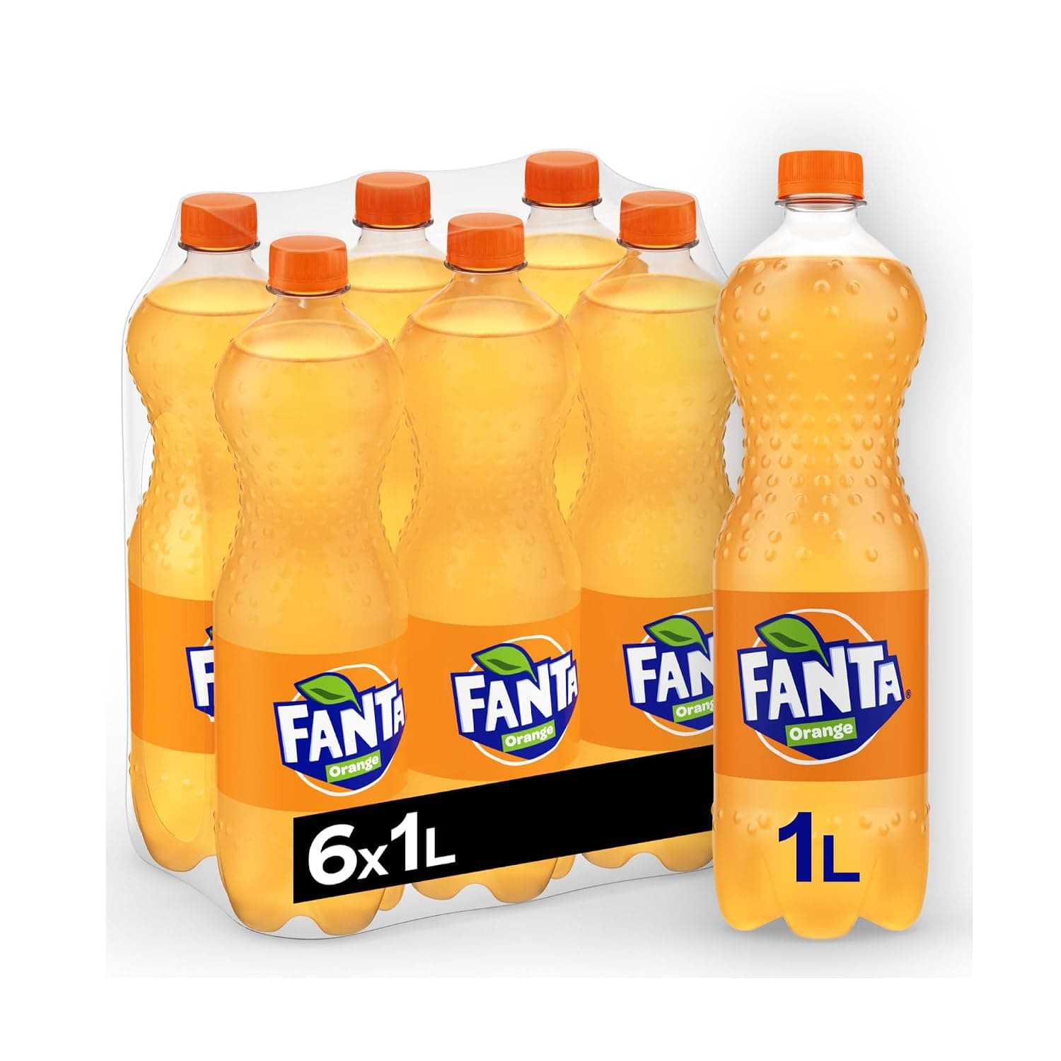 Fanta Orange, Pack of 6 Soda, 1 Liter, Refreshing Soft Drinks, Add Fun to Any Occasion with Fanta Soft Drinks