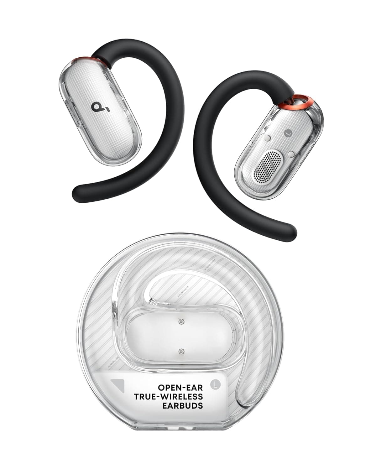 soundcore V40i by Anker, Open-Ear Headphones, Crystal Clear Design, 4 Adjustable Positions for Every Ear Size, Richer Bass, IP55, 21-Hour Playtime, AI Clear Calls, Bluetooth 5.4, App Control (White)