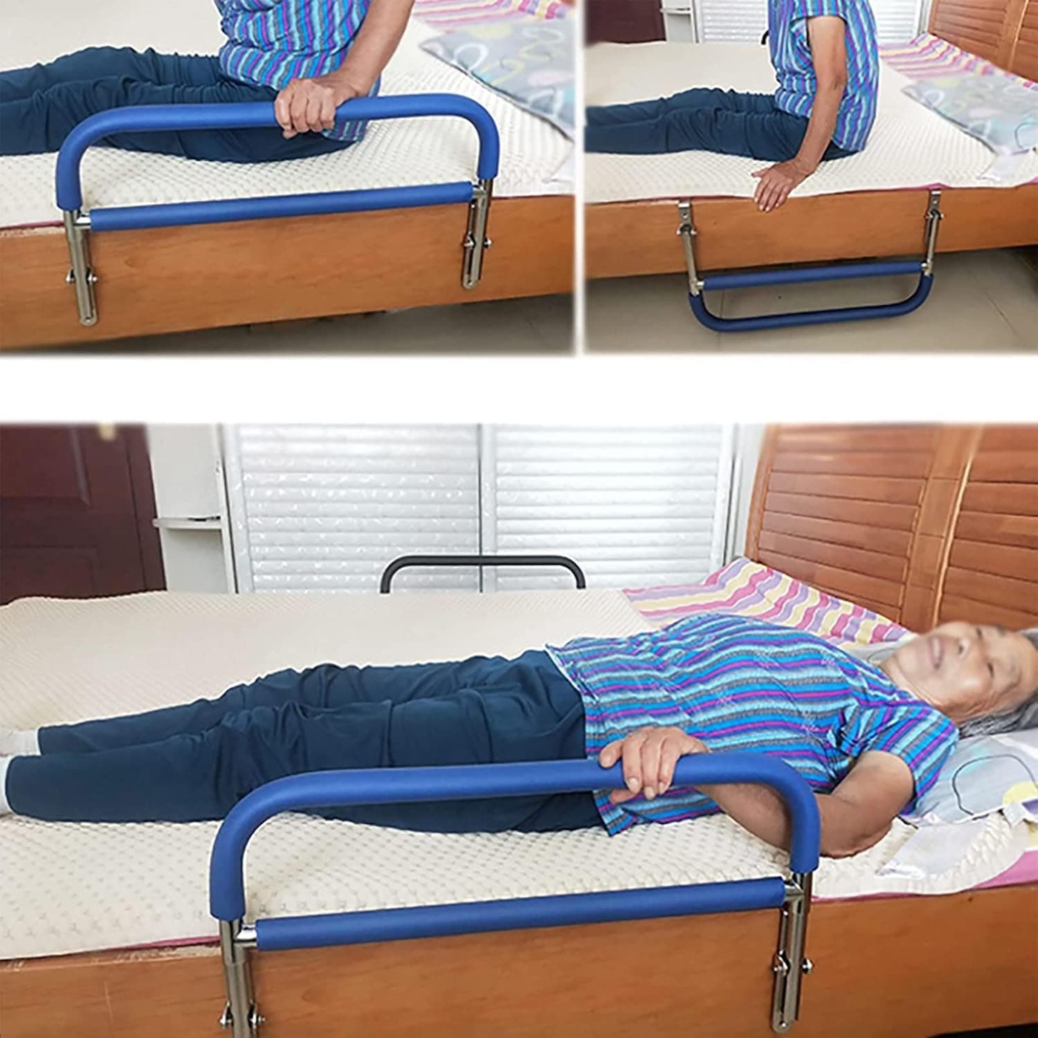 Adjustable Bed Rails, Assist Safety Handle Bedside Grab Bar Handicap Bed Railings Cane Home Medical Care for Elderly Adults