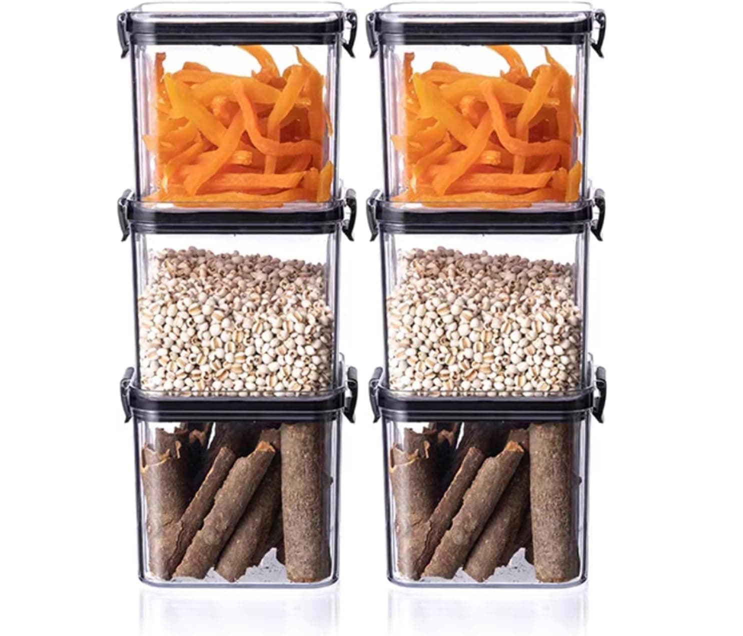 OYDAS Airtight Food Storage Container with Lock Lids,Cereal & Dry Storage Jars ,Kitchen and Pantry Organization Canisters for Cereal, Coffee, Rice, Flour and Sugar (B:950ml / Set of 6)