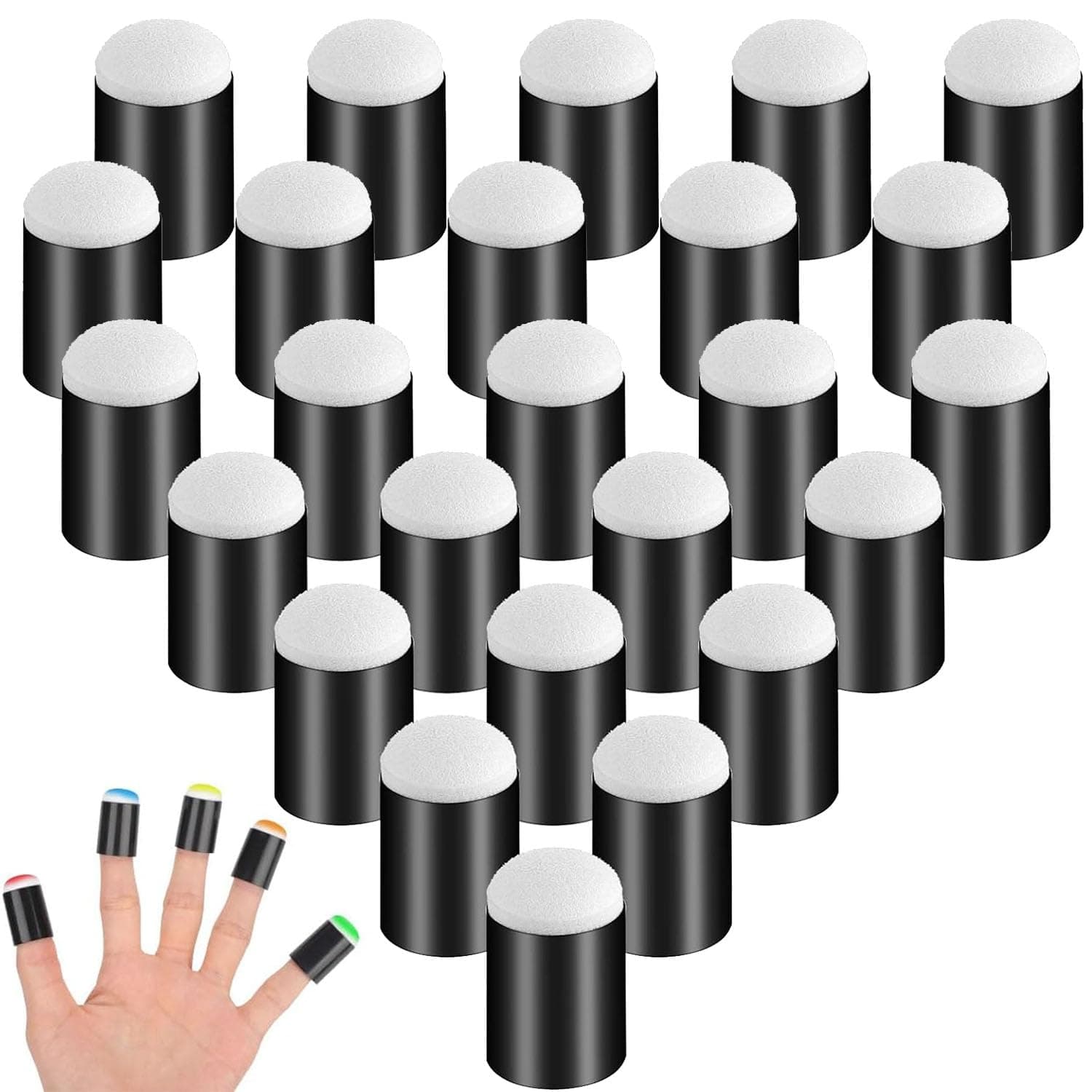 YelaJoy 25pcs Finger Sponge Daubers, Multipurpose Finger Painting Sponge Applicators for Face Painting Card Making Stamping Drawing Project DIY Craft Chalk Ink