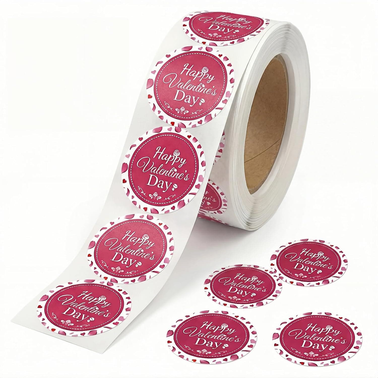 Valentine's Day Gift Stickers, 500Pcs per Roll 1Inch Happy Valentine's Day Stickers Designs for Wrapping Sealing Love Letter Envelope Flowers Gifts Decorating