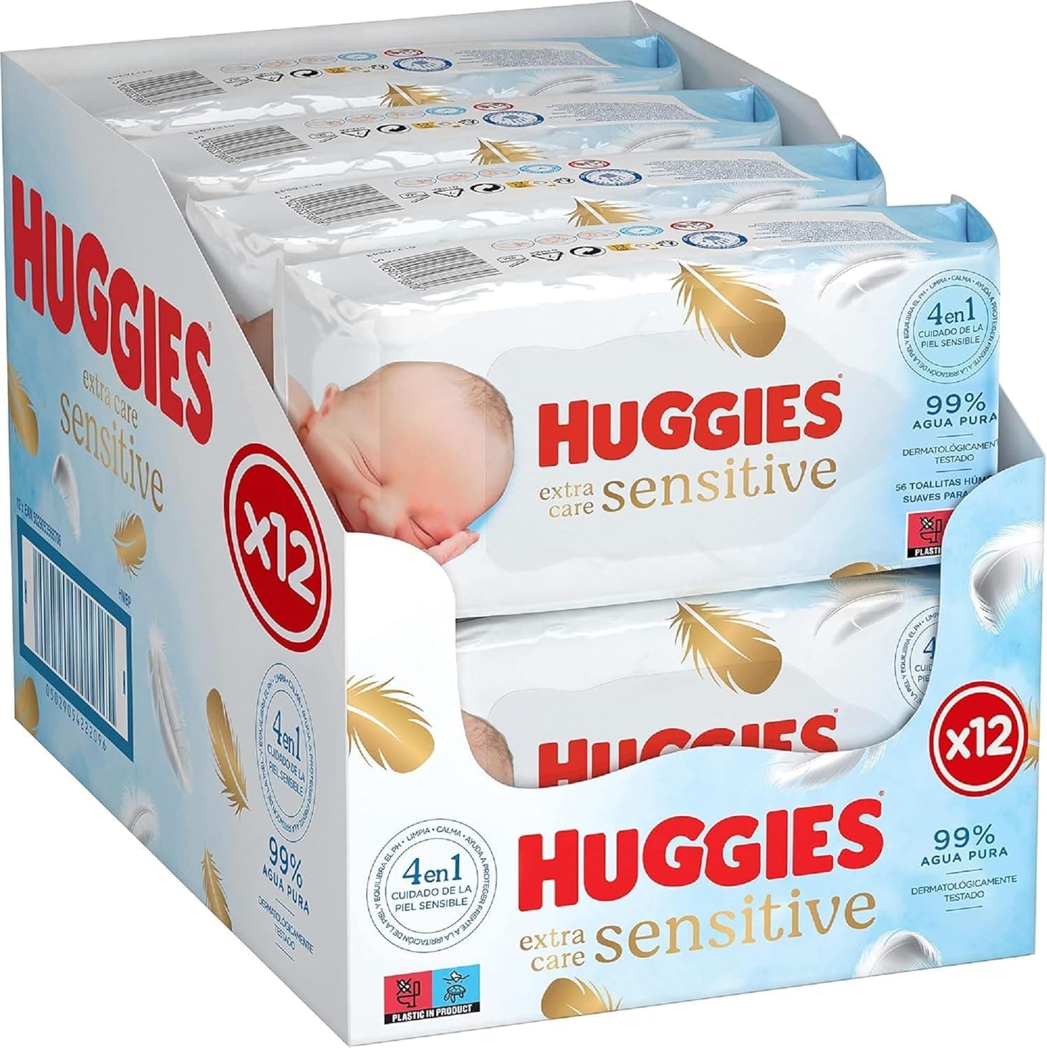 Huggies Pure Extra Care, Baby Wipes - Box with 12 Packs (672 Wipes Total) - 99 Percent Pure Water Wet Wipes - Fragrance Free to Clean and Protect Sensitive Skin