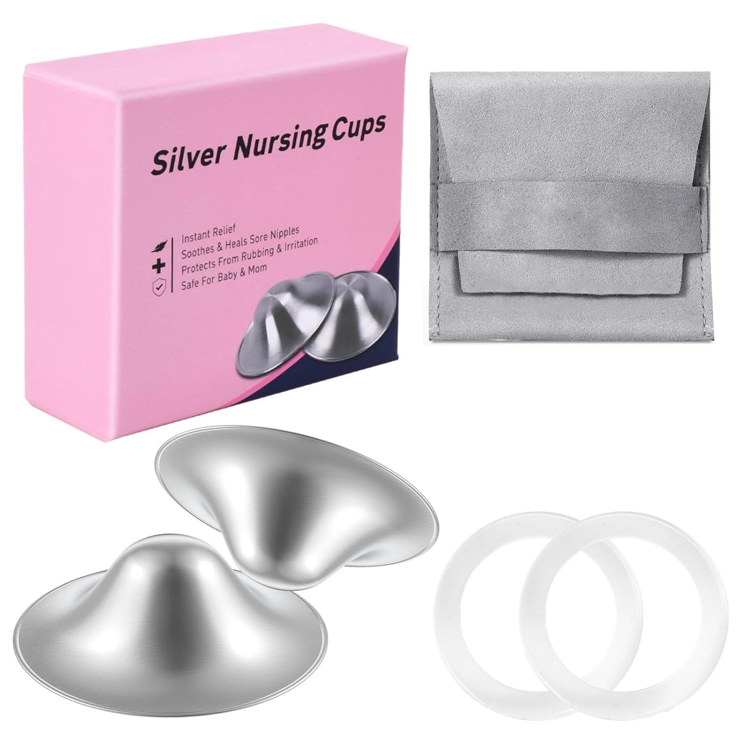 Sausiry 999 Silver Nursing Cups, Original Silver Nipple Shields, Essentials Guards and Pads, Metal Nipple Shields, Regular Size