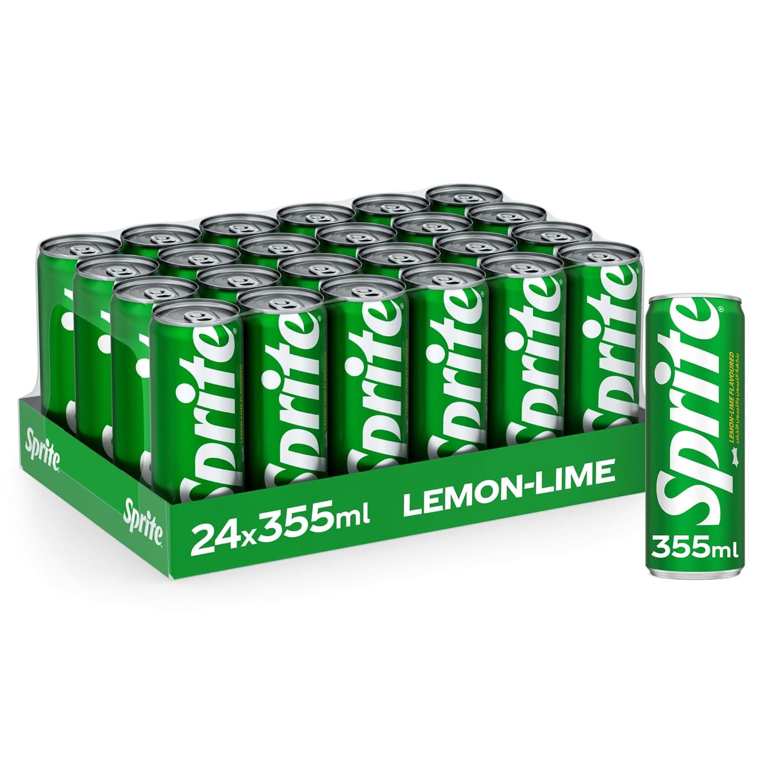 Sprite Regular, Lemon Lime Flavored, Carbonated Soft Drink, Can 355ml, pack of 24