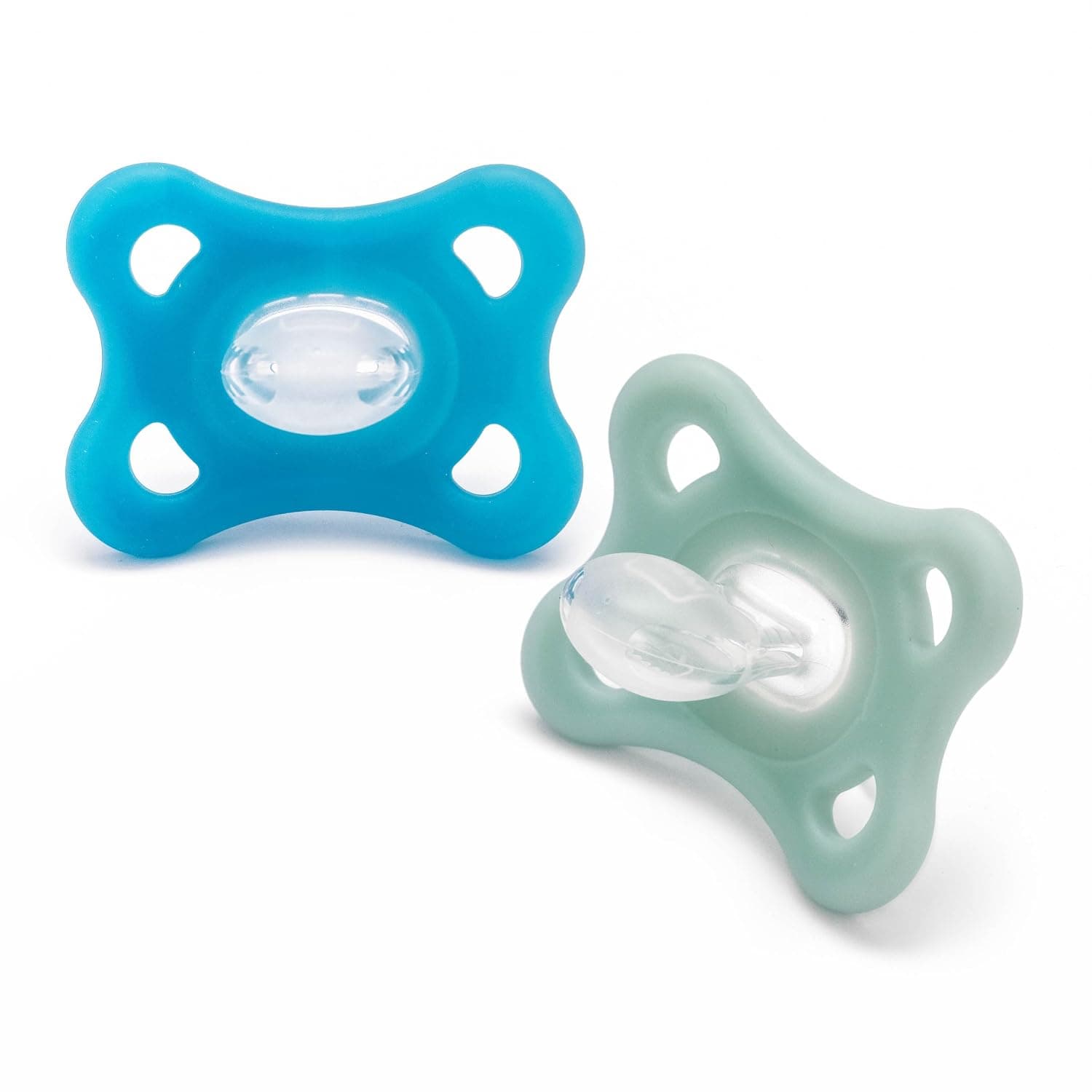 MAM Comfort All Silicone Soothers | 3-12 Months | 2 Pack | Comes in Dummy Steriliser Case | Sustainable Materials | Baby Accessories | Grey/Blue (Various Designs)