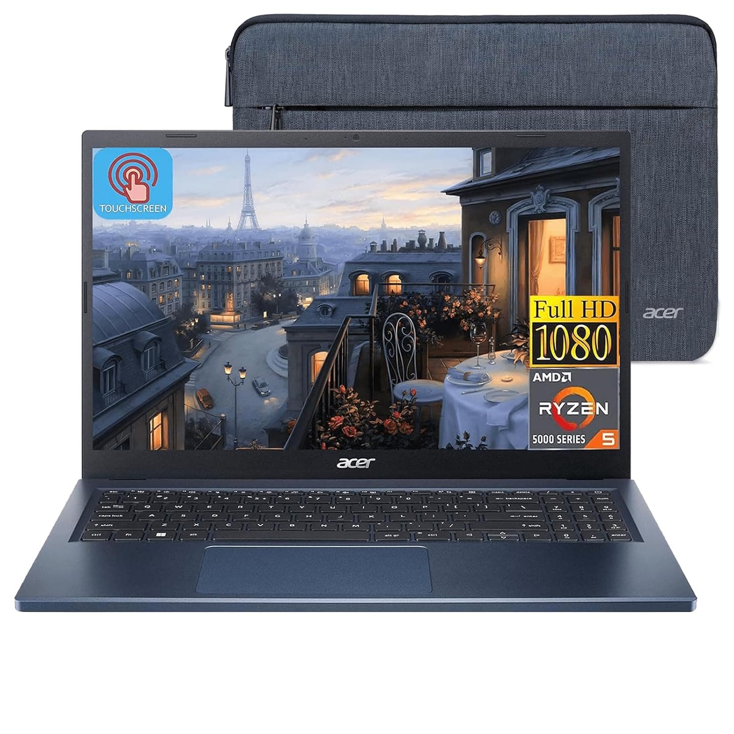 acer 2023 Aspire 3 Touchscreen Laptop, 15.6" FHD IPS Display, AMD Ryzen 5 7520U Processor (Beats i7-1165G7), 8GB DDR5 RAM, 512GB SSD, AMD Radeon Graphics, Wi-Fi 6, Windows 11 Home